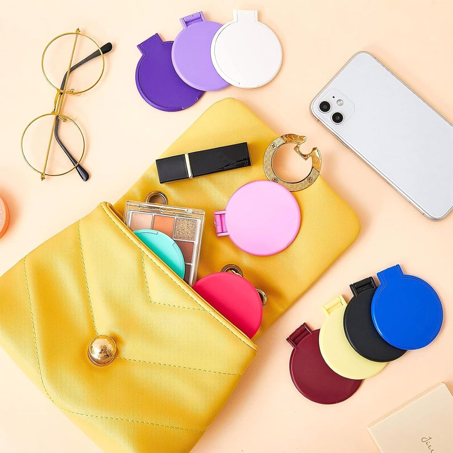 Juexica 360 Pcs Compact Mirror Bulk for Women Mini Folding Mirror Portable Pocket Makeup Round Small Vintage Travel for Cosmetic Purse Bag Gifts Mom Daily Use (Classic Colors)