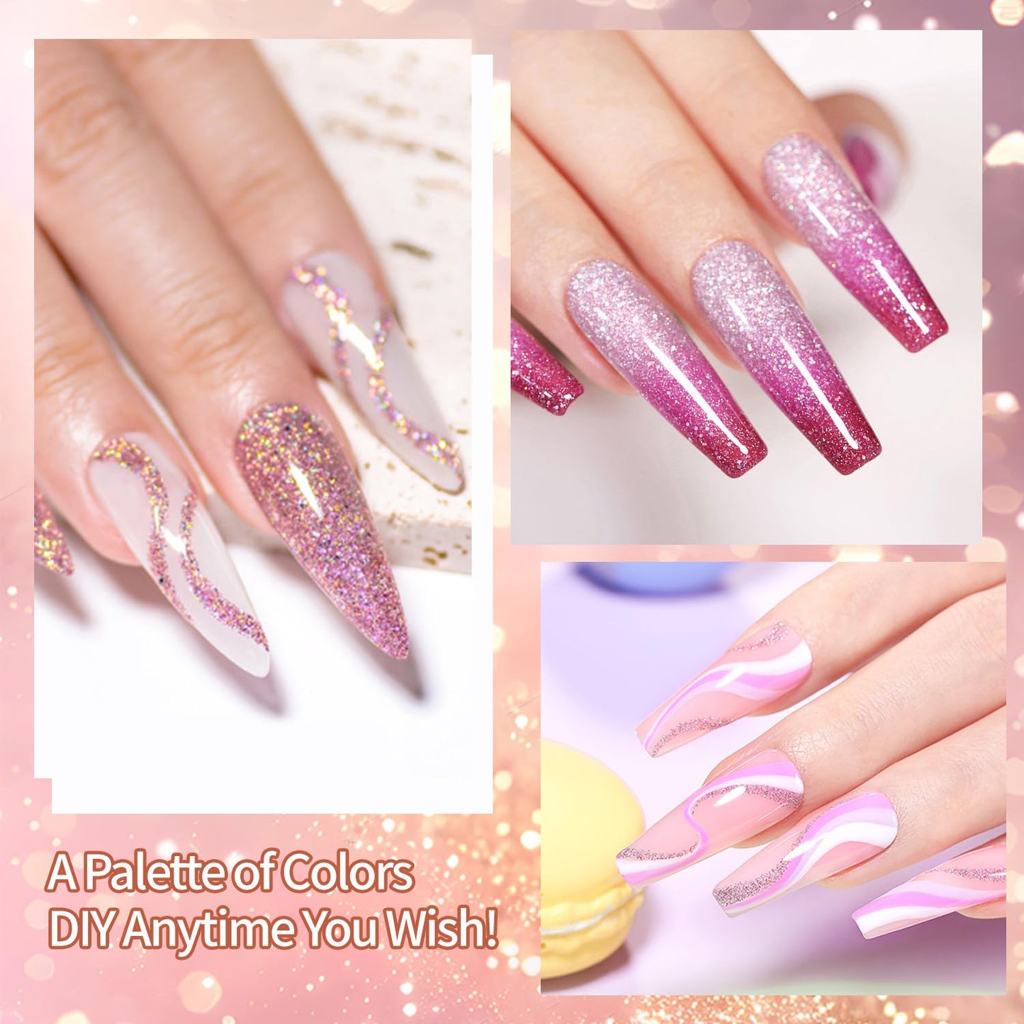 Ombre Gel Nail Polish Set,9 Colors Metallic Shine Gradient Painting Patting Gel Polish for Nail Art DIY Gradient Painting for Salon or Home Use