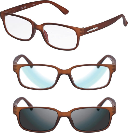 Croakies Palma Photochromic Eyewear | UV400 Sunglass and Bluelight Protective Eyeglass For Outdoor and HEV Devices | Bundle