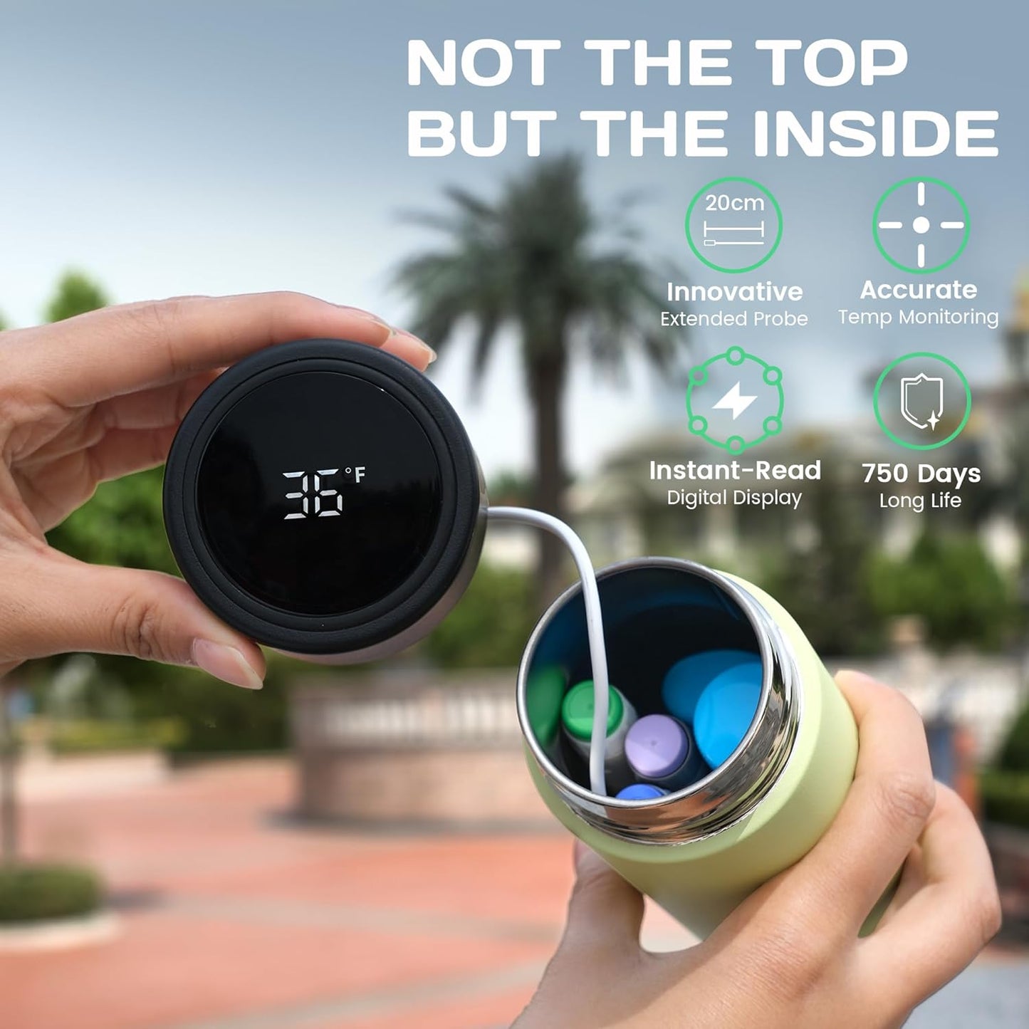 Compact 60H Insulin Cooler Travel Case Temp Display Medication Cooler for Travel Insulated Medicine Cooler Bag TSA Approved Ice Packs Diabetic Cooler with QR Medical Travel Tag(Citron)