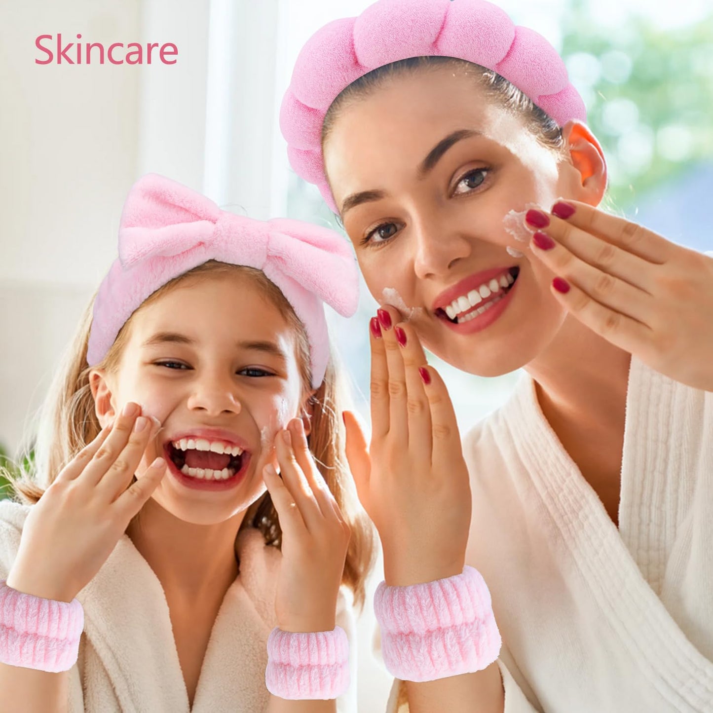 Chanaco Spa Headband, Makeup Accessory, Face Washing Wrist Bands, Teen Girl Gifts Trendy Stuff, Pink Cute Hair Accessories