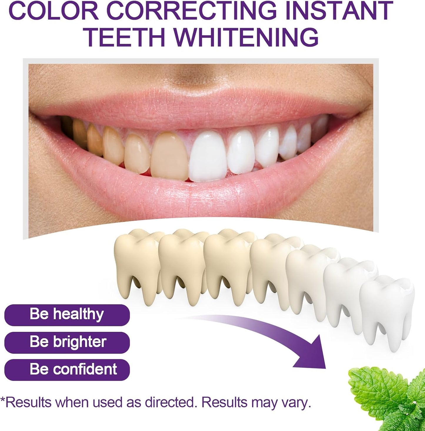 Teeth Whitening Pen 3 Packs Mint Flavor, Purple Toothpaste for Teeth Whitening, Color Correcting Whiter Gel Pen for Sensitive Teeth, Essence Pen for Coffee/Smoking Stains, Gentle Formula