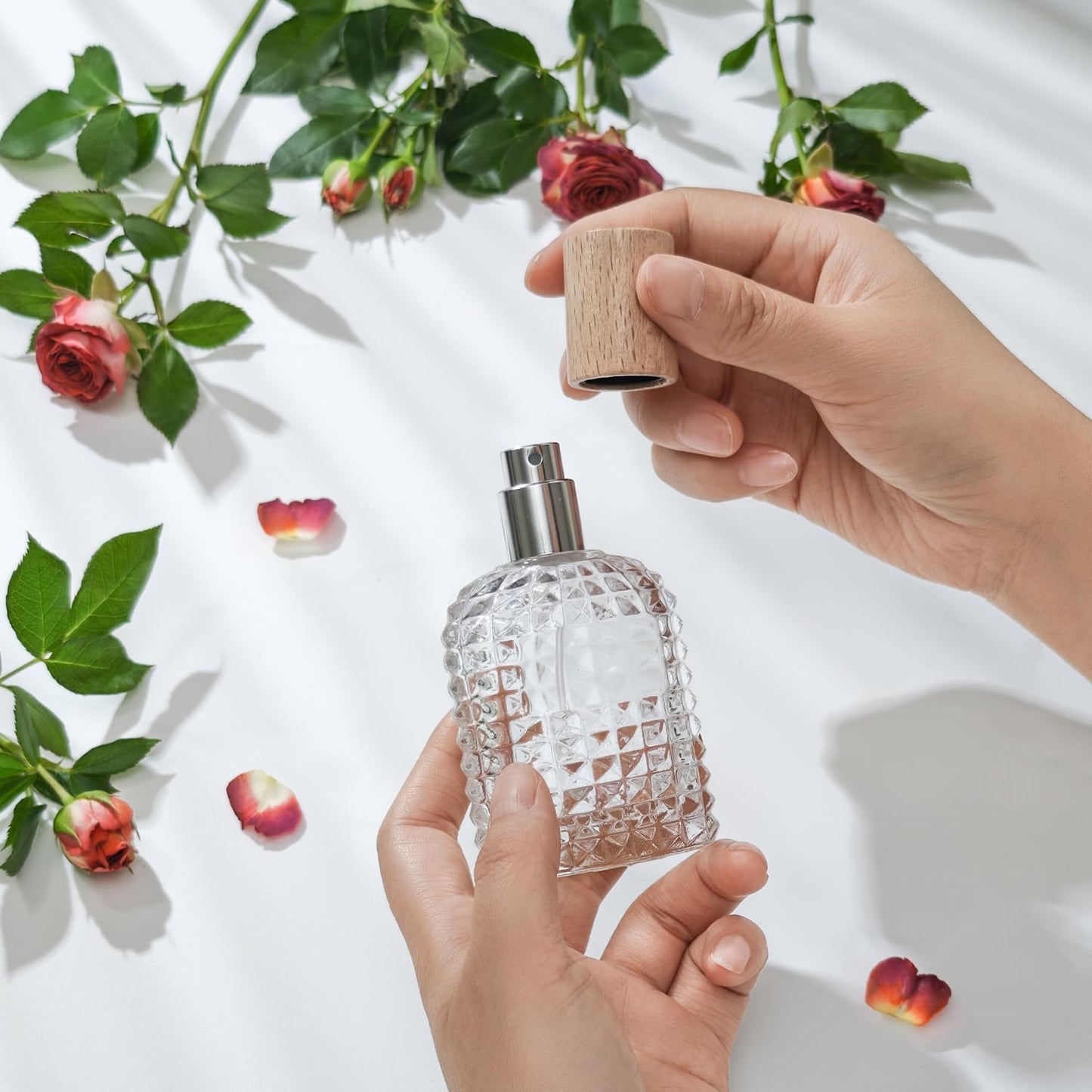 50ml/1.7 Oz Glass Spray Bottle Perfume Atomizer,Perfume Travel Refillable Spray Bottle Empty with 3 Kinds of Dispenser (A3)