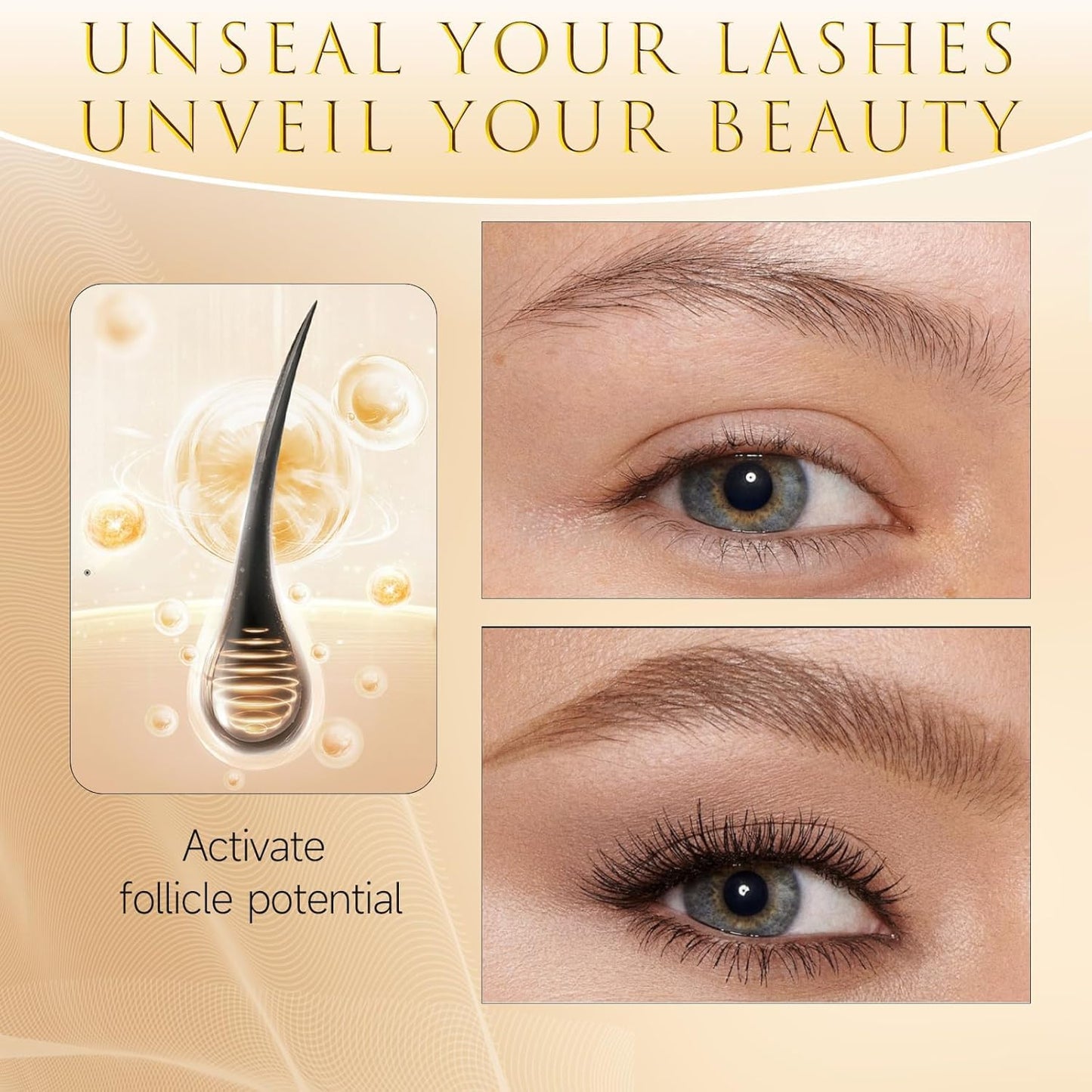 Eyelash Growth Serum – Lash Serum for Eyelash Growth with 15 Plant Extracts for Longer Thicker Fuller Lashes Nourishing Formula to Enhance Natural Beauty Hypoallergenic Oil Free lash growth serum -3ml