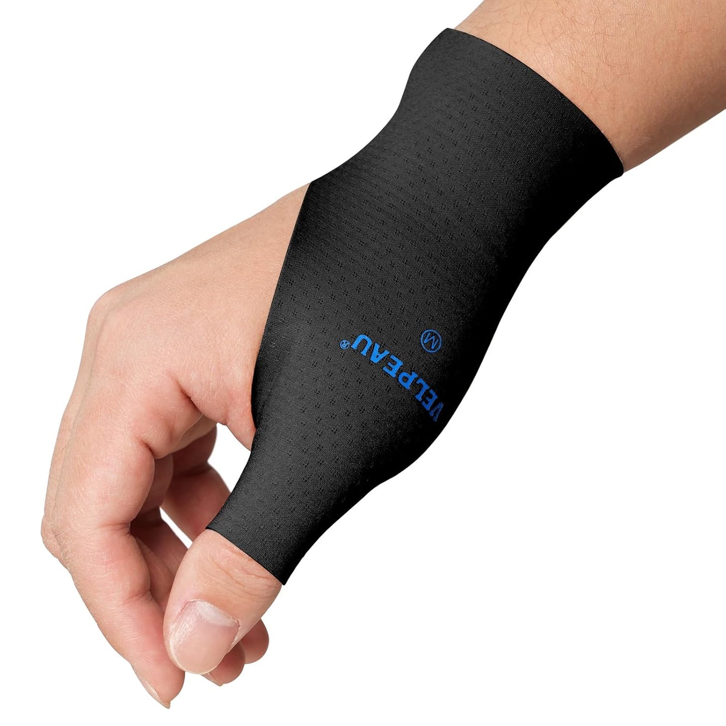 VELPEAU Thumb and Wrist Compression Sleeve for Tendonitis (Pack of 2), Seamless Technology, Gloves Wraps for Arthritis Pain Relief for Women & Men, Splint Liner, Fits Both Hands (Black, Long Version, S)