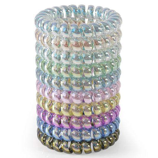 JessLab Spiral Hair Ties for Women, 10-Pack Traceless No-Damage Ponytail Holders, Coils Hair Bands for Girls, Assorted Colors
