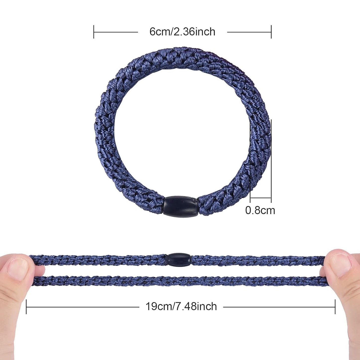 Bracelet Hair Ties for Women Girls, Funtopia 30 Pcs Colorful Elastics Hair Bands Ponytail Holders for Thick Hair, No Metal No Damage Soft Hair Ties with Bead, Bulk Set