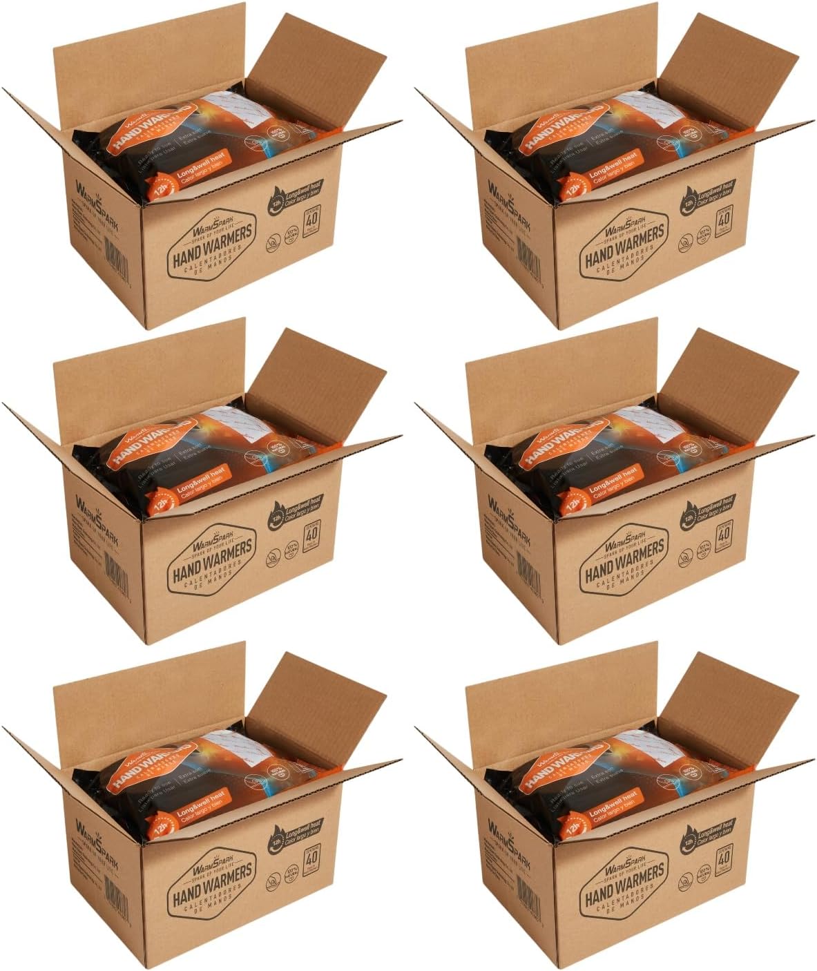 Hand Warmers Bulk - 240 Paris - Long-Lasting Up to 12 Hours for Warm Body, Safe Portable Hand Warmers for Hand & Foot, Heater for Camping, Fishing (6 Boxs)