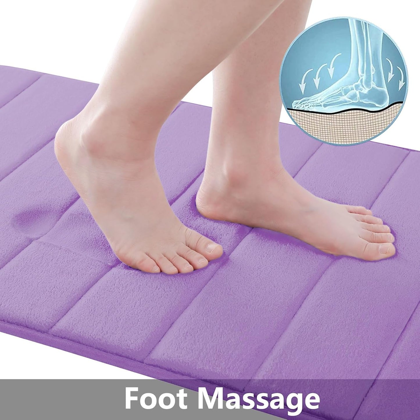 Buganda Memory Foam Bath Mat, 30" x 20", Ultra Soft and Non-Slip Bathroom Rugs, Water Absorbent and Machine Washable Bath Rug for Bathroom, Shower, and Tub, Lavender