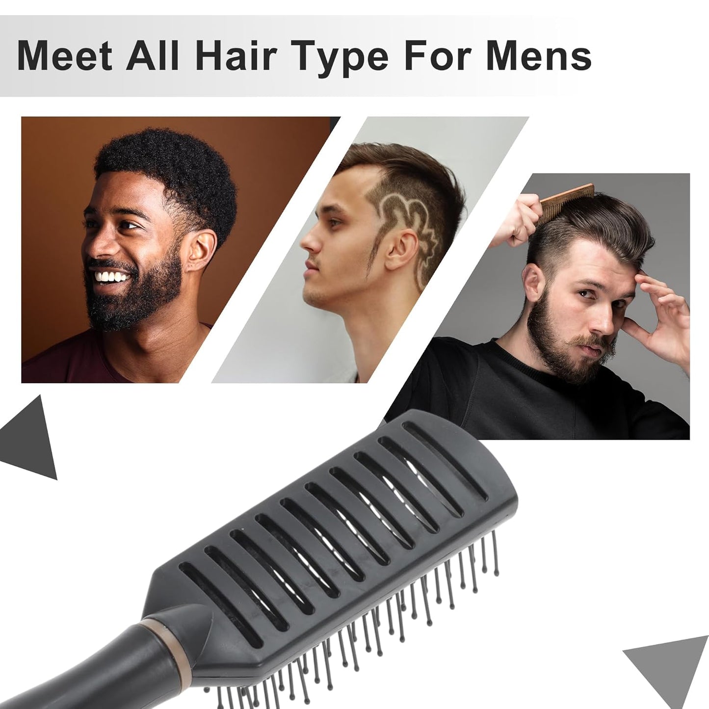 VOCOSTE Vented Hair Brush - Styling Brush with Ball-Tipped Bristles for Blow Drying Wet, Short, Curly or Straight Hair - Men and Women - Black