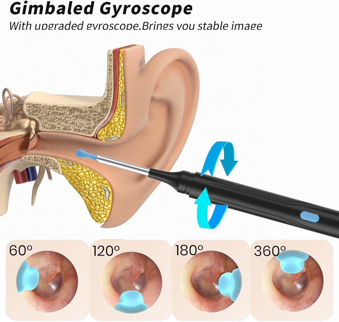 Wax Removal Tool for Ears, Earwax Remover Tools with 1080P Camera & 6LED Light & 8 Pcs Ear Set, Earwax Cleaning Kit with 10 Ear Spoon, Camera for iOS & Android (Black)