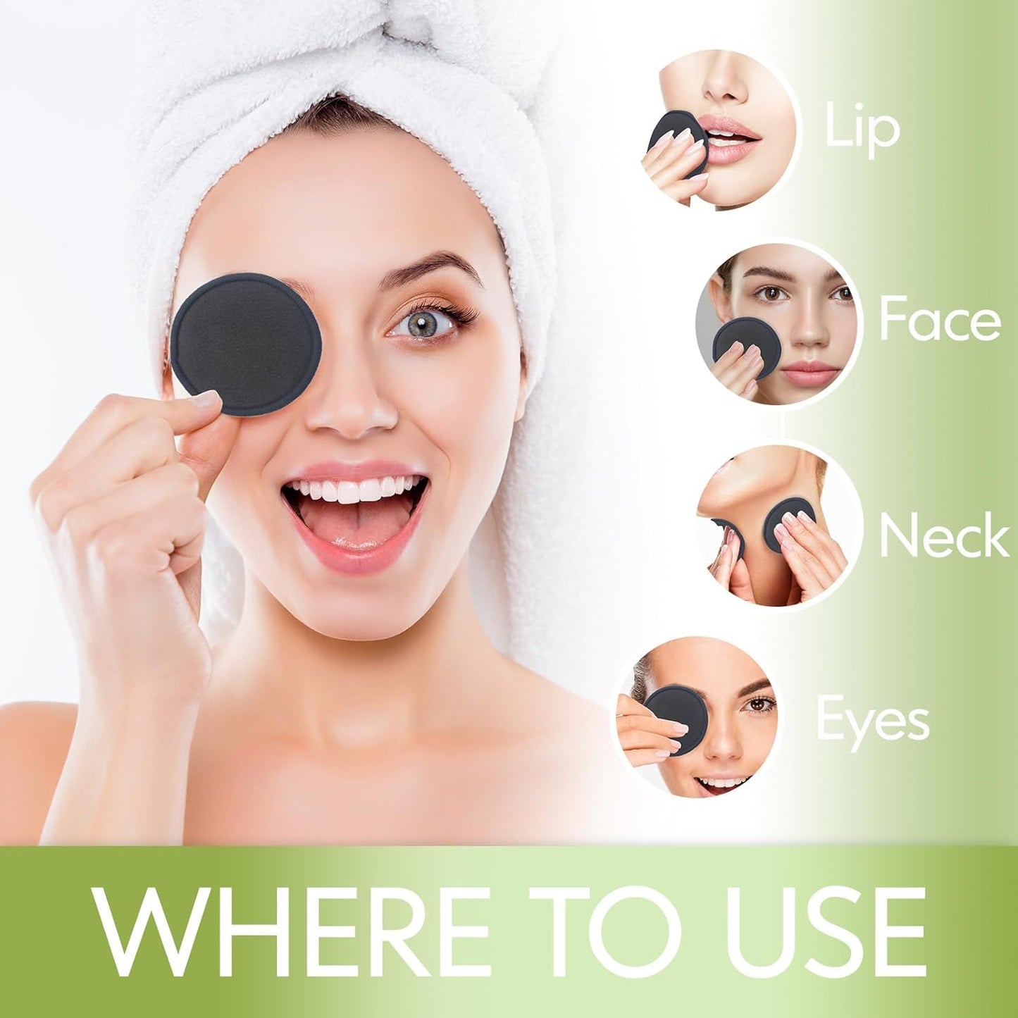 20 Pcs Reusable Makeup Remover Pads - Gray Bamboo Reusable Cotton Rounds with Laundry Bag