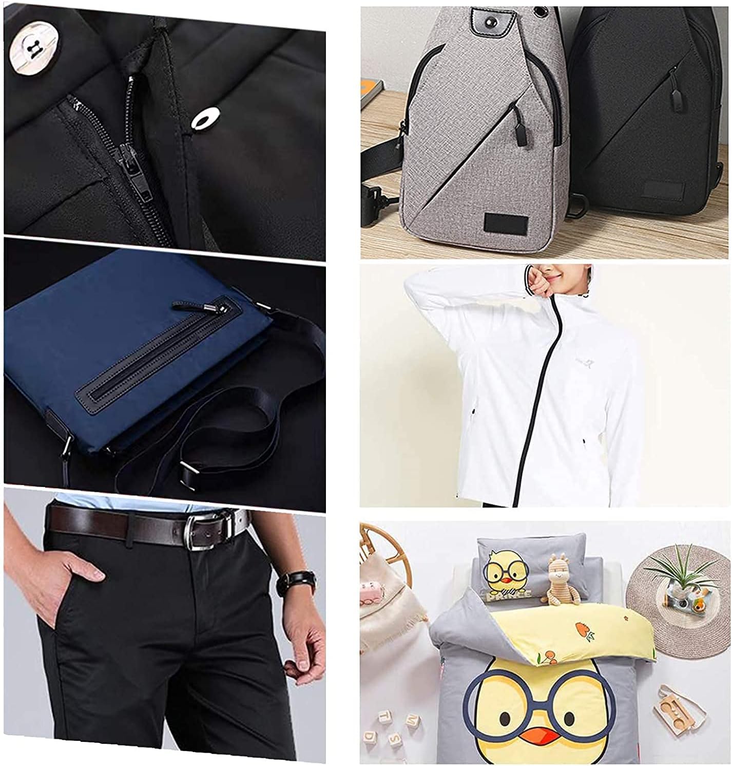 DOITEM Zipper Tape 3 mm Nylon Endless Zipper Set with Slider - 5 Colors