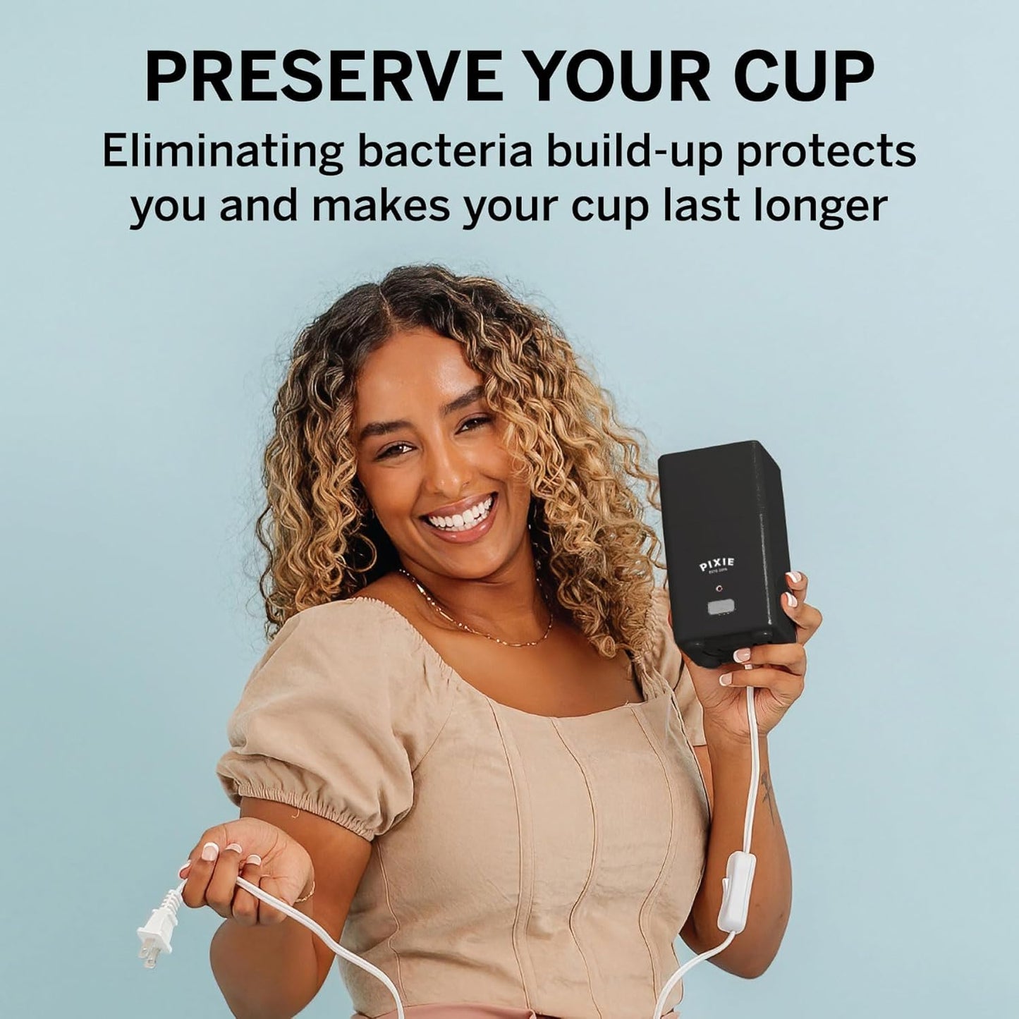 Pixie Menstrual Cup Sterilizer - Ranked 1 for The Best Steamer - Kills 99.9% of Germs with Cleaner Steam - Wash Your Period Disc or Cup in 3 Minutes! - Automatic Timing Shut-Off Switch