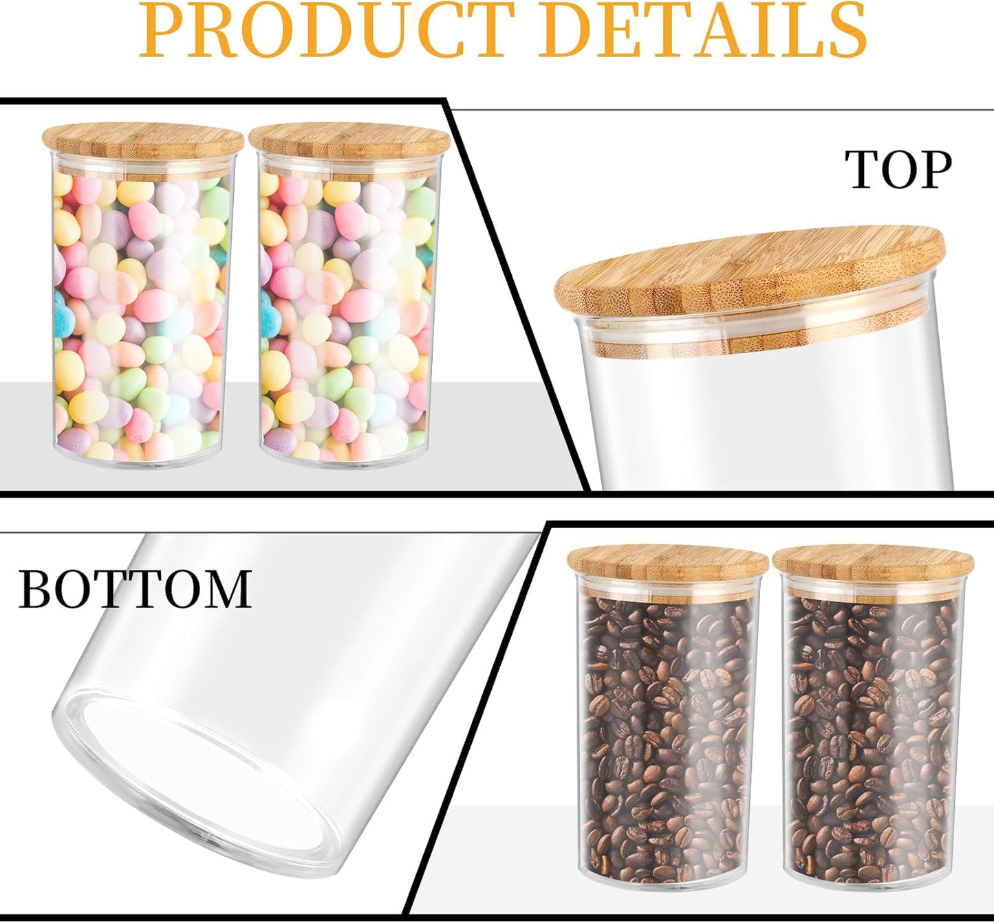 42oz Acrylic Bath Salt Jar with Wooden Scoop Flour Containers with Lids Airtight Epsome Salt Bath for Bathroom Kitchen(Hold 42 Ounces of Bath Salt)