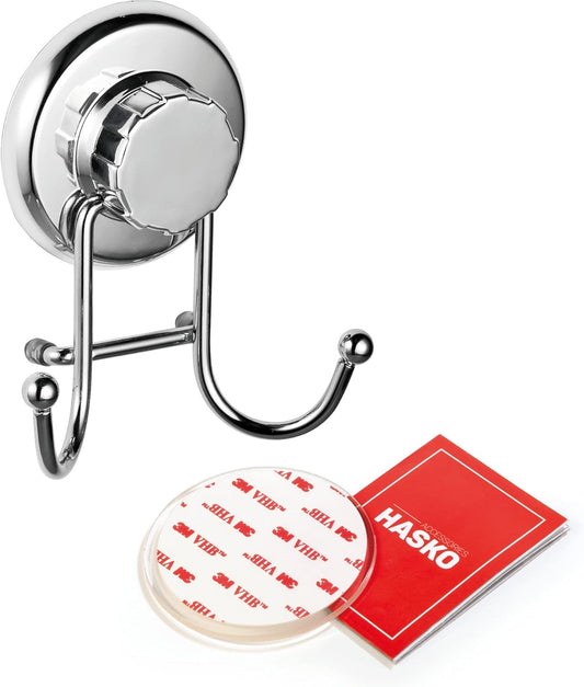 Powerful Vacuum Suction Cup Hooks Holder for Towel, Robe and Loofah - Stainless Steel Hook for Bathroom and Kitchen (Chrome)