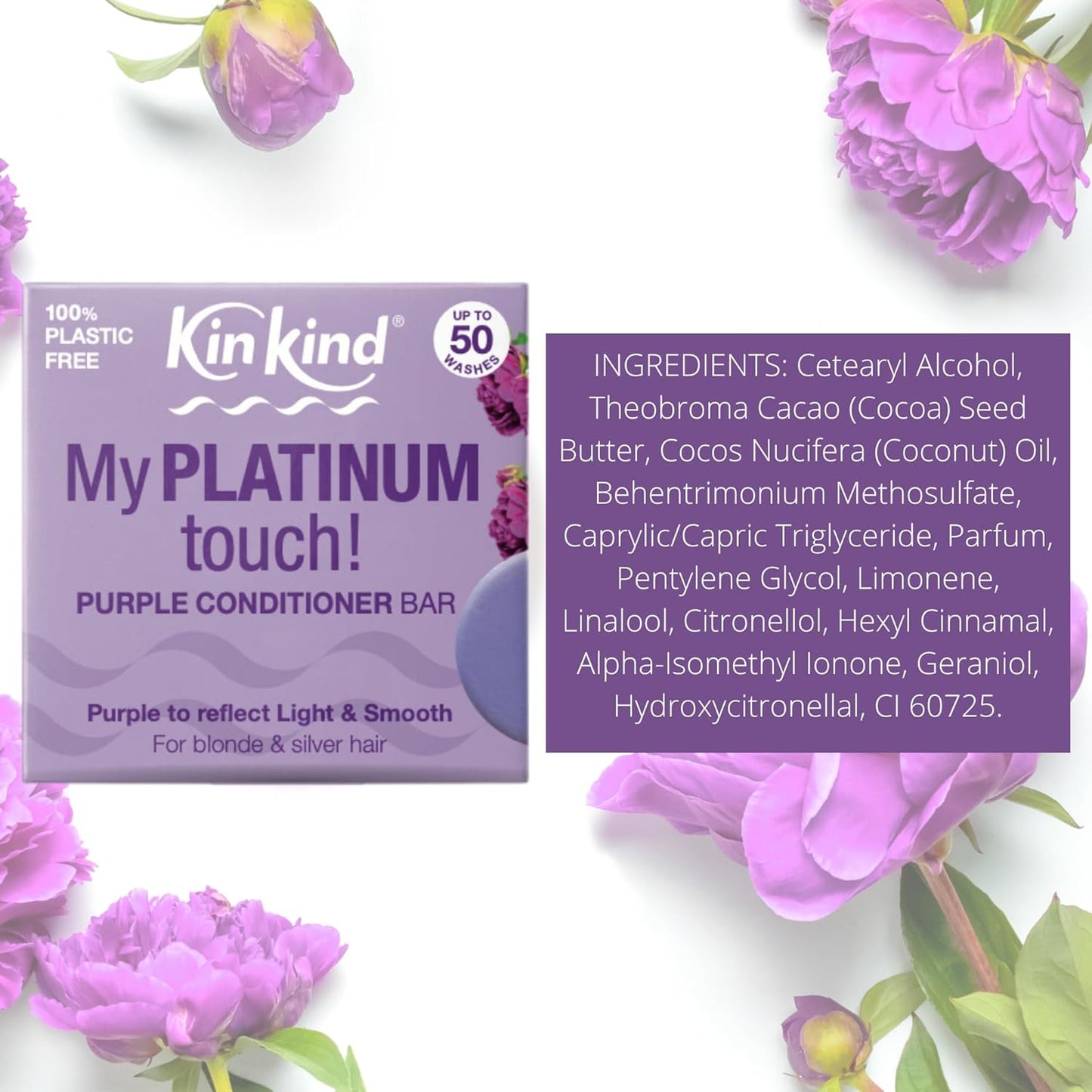 KinKind Hair Conditioner Bar - My PLATINUM Touch! | Purple Conditioner Bar for Hair | For Blonde, Silver & White Hair | Purple Conditioner for Blonde Hair | Up to 50 Washes - Vegan & Cruelty Free