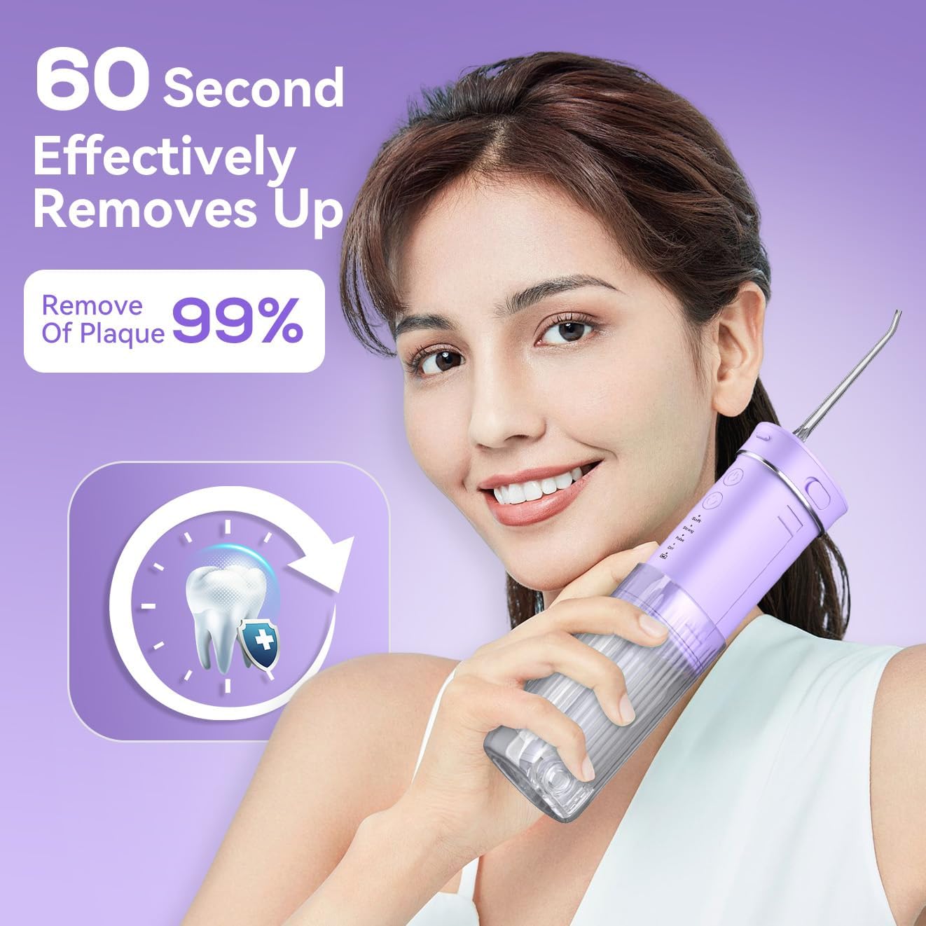 Portable Travel Water Flosser, Water Teeth Cleaner Pick,Mini Portable Oral Irrigator, Telescopic Water Tank, 5 Nozzles, IPX7 Waterproof, Cordless Water Flosser for Teeth, Gums