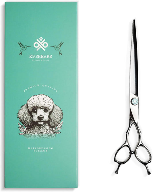 8” Dog Grooming Scissors|VG10 Japanese Steel Professional Pet Grooming Shears for Cats & Dogs|Clean Cut & Precise Trimming|Lightweight Ergonomic Handcrafted Design|K9 Shears