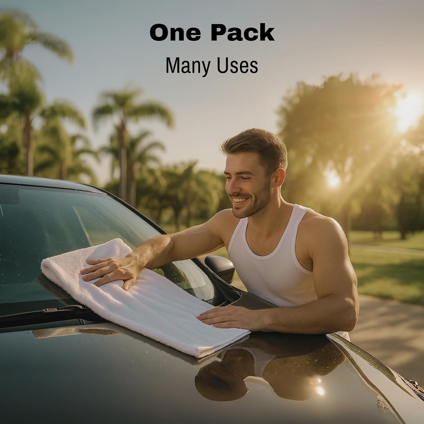 JMR 12 Pack Thin 100% Cotton Utility Towels (20x40 White) - Quick-Dry, Lightweight & Economical for Pets, Gym, Cleaning, Kitchen, Travel, Hair, Auto - Practical Multi-Use Space Saver, Bulk Value