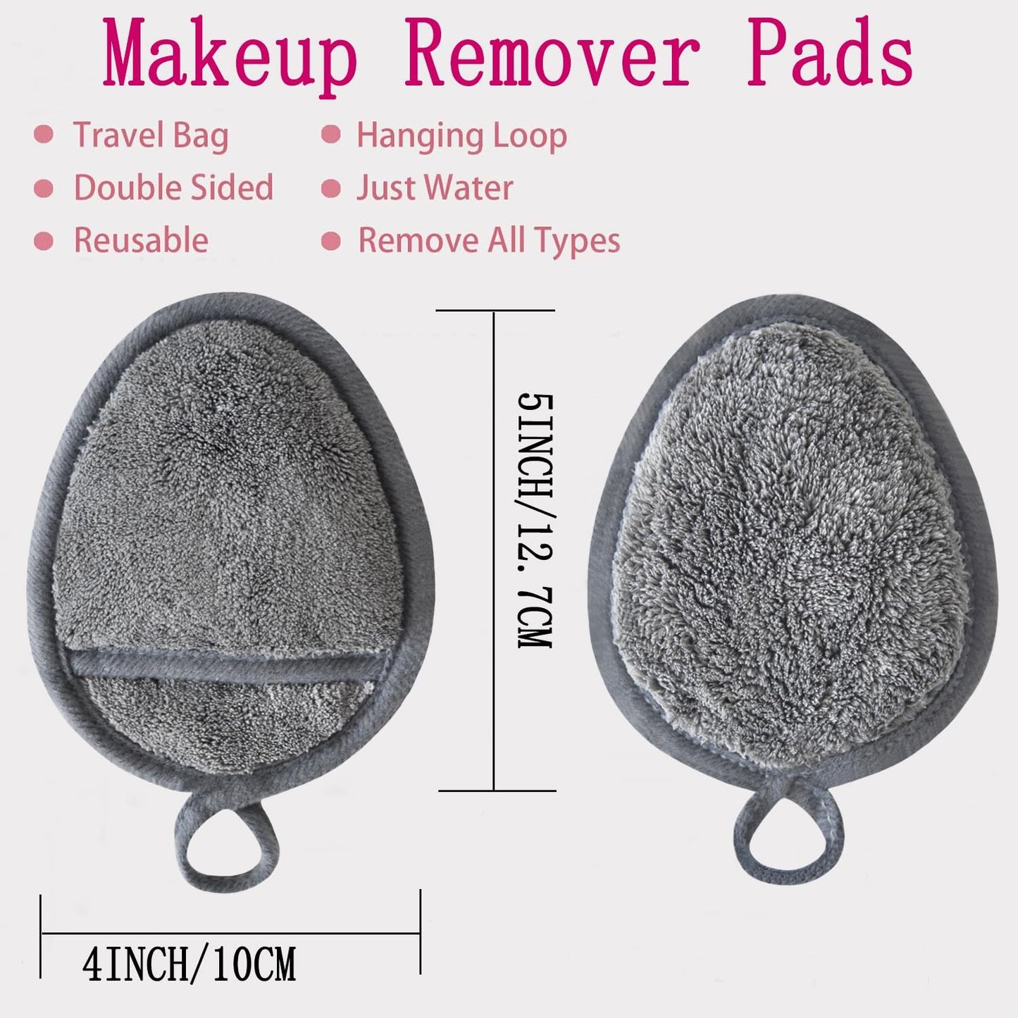 Reusable Makeup Remover Pads Soft Makeup Remover Cloths Washable Facial Makeup Cleansing Pads for Face,Lip,Eyes Grey 12PCS