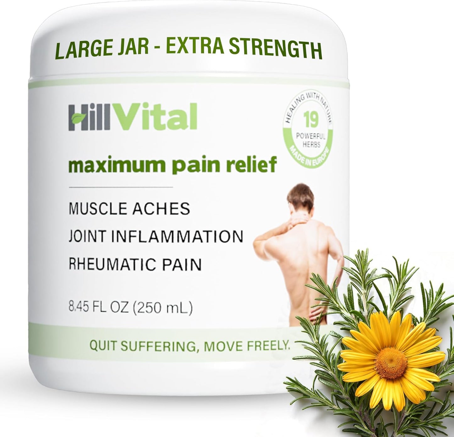 HillVital Maximum Balm Joint Comfort Cream – Extra Strength Arnica Gel Relief, Non-Greasy Joint & Muscle Support Cream for Shoulder, Elbow, Stiff Hands or Fingers, Feet and Knees for Carefree Motion