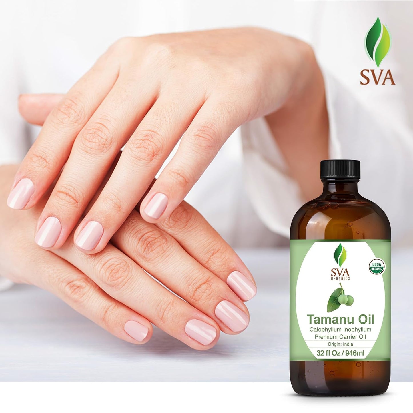 SVA Tamanu Seed Oil Organic - 32 Fl Oz – 100% Natural Cold Pressed Tamanu Oil - for Face, Skin Care, Hair Care, Scalp Massage & Body Massage – Carrier Oil