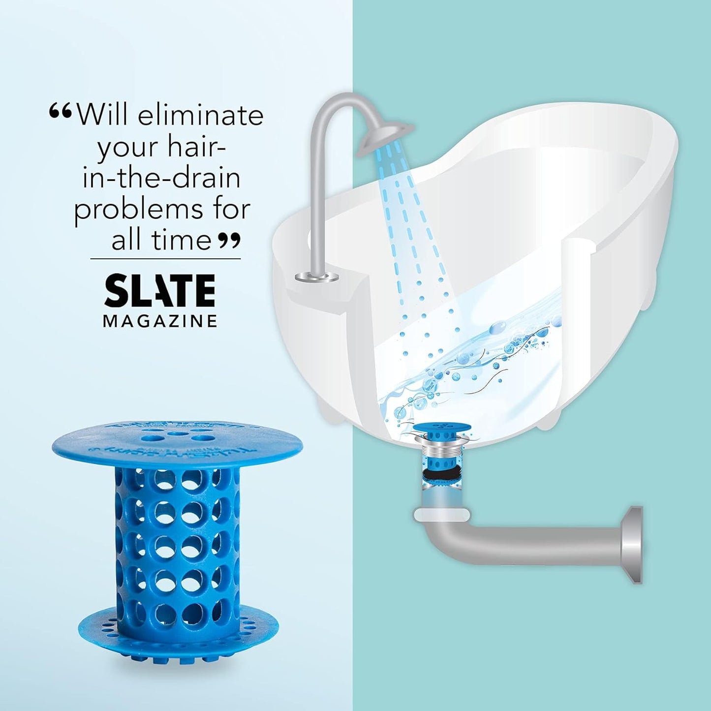 TubShroom Tub Drain Hair Catcher Strainer, Blue – Drain Protector and Hair Catcher for Bathroom Drains, Fits 1.5” – 1.75” Bathtub and Shower Tub Drains