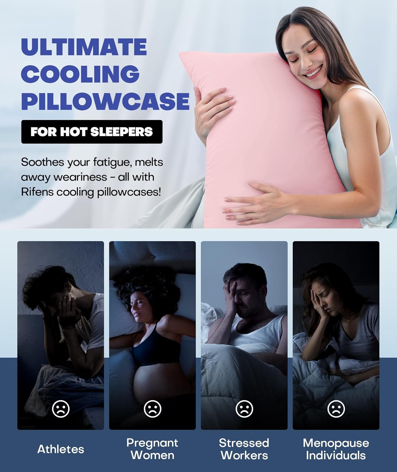 Ice Cooling Pillowcase for Hot Sleepers, Instantly Cool, Stay Cold All Night, Softer Than Silk Pillow Cases, Pillow Covers with Invisible Zipper, Gift for Men & Women - Queen Size, Coral Pink (1 Pack)