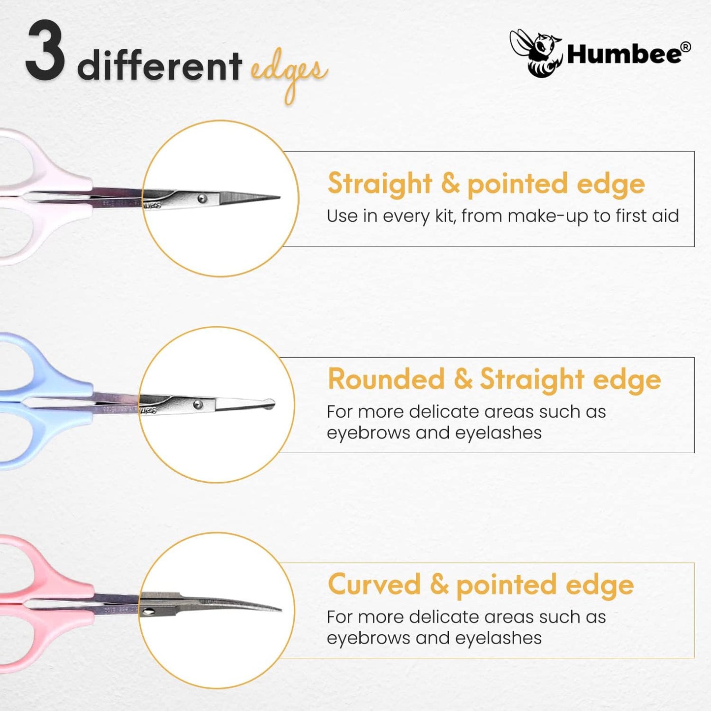 Hair Trimming Scissors Set, Grooming Scissors for Facial Hair, Nose Hair, Mustache, and Beard Grooming, Stainless Steel Eyebrow Scissors