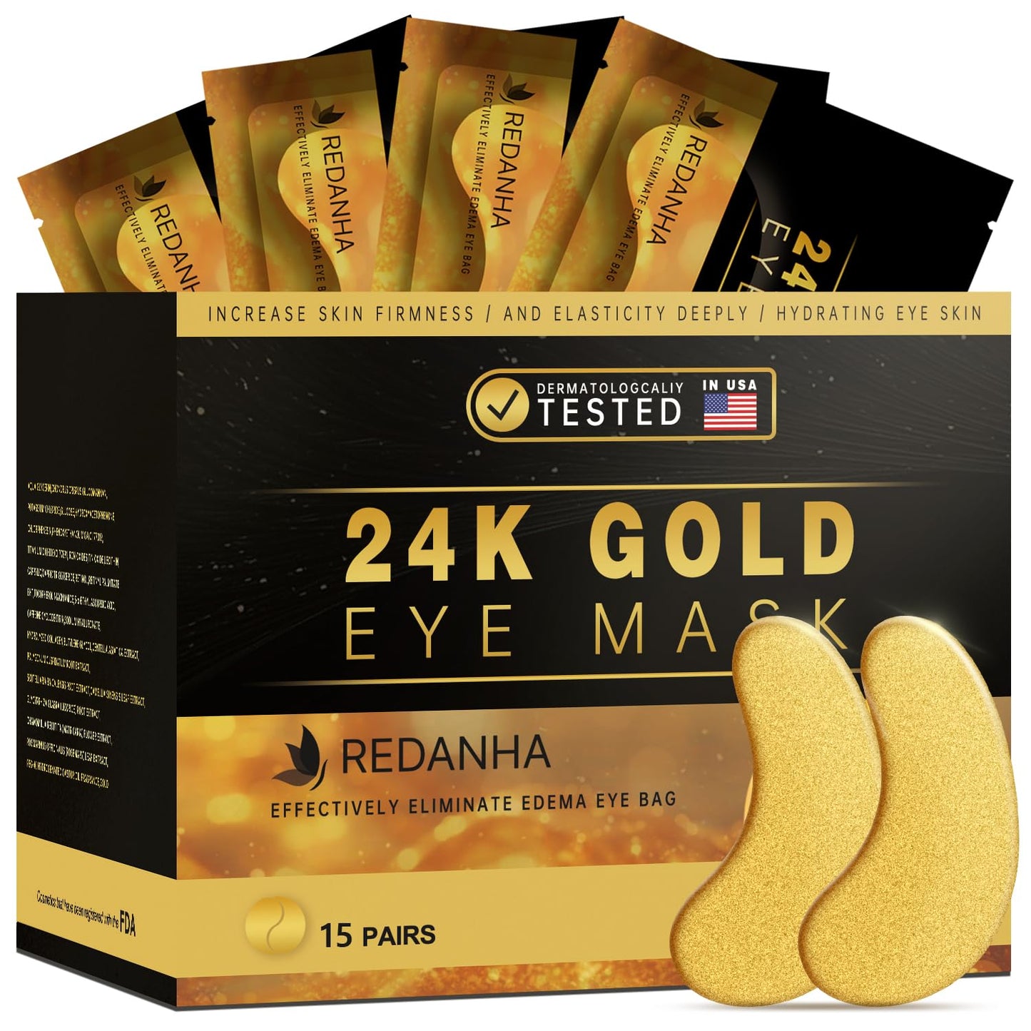 15 Pairs 24K Gold Under Eye Patches Face Masks Dark Circles Puffy Eye Bags Collagen Skincare Spa Trip Gift Eye Mask