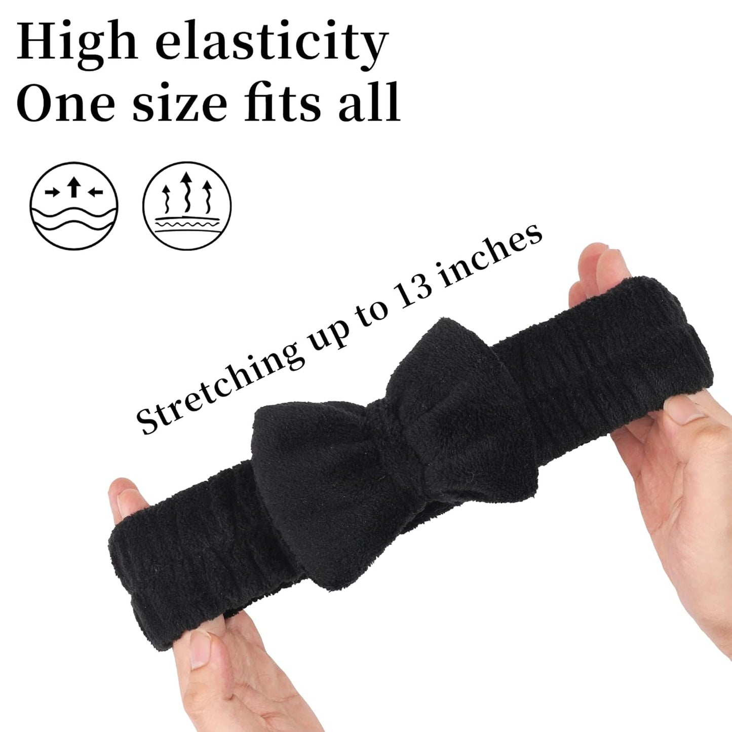 Ayesha Spa Headband and Wristband Set for Skincare Washing Face,Makeup Headband Wrist Cuffs for Preppy Skincare Women Girl(Black set)