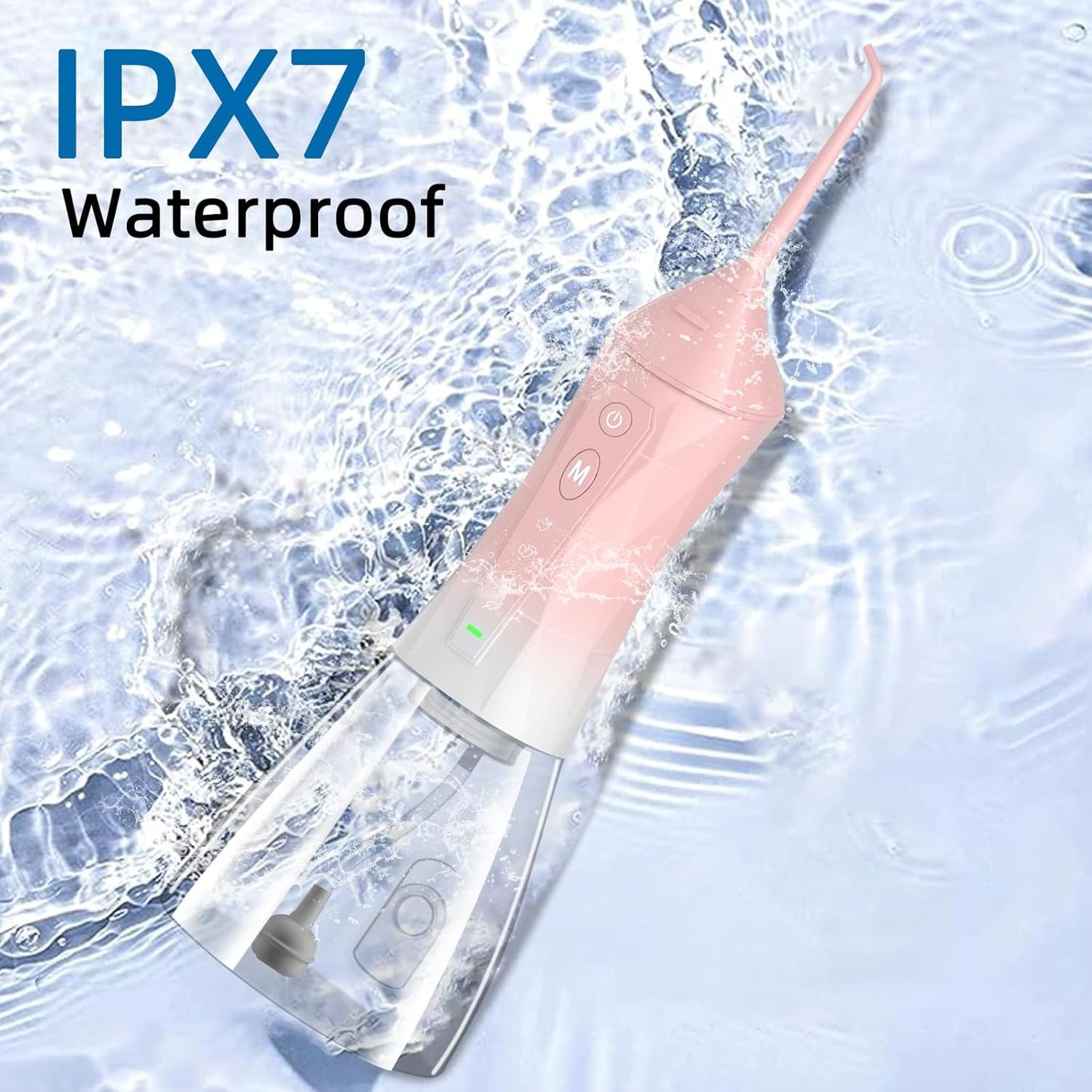 Water Dental Flosser Teeth Pick: Portable Cordless Oral Irrigator 320ML Rechargeable Travel Irrigation Cleaner with 5 Flossing Tips, IPX7 Waterproof Electric Flossing Machine for Teeth Cleaning