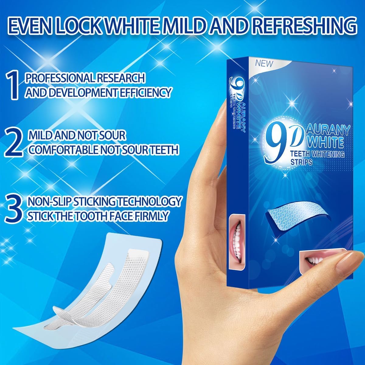 9D Sensitive Teeth Whitening Strips- Professional Enamel-Safe Formula, Fast Stain Removal for Coffee Drinkers & Smokers, Sensitivity-Free Whitening Kit-14Pairs (28Strips)