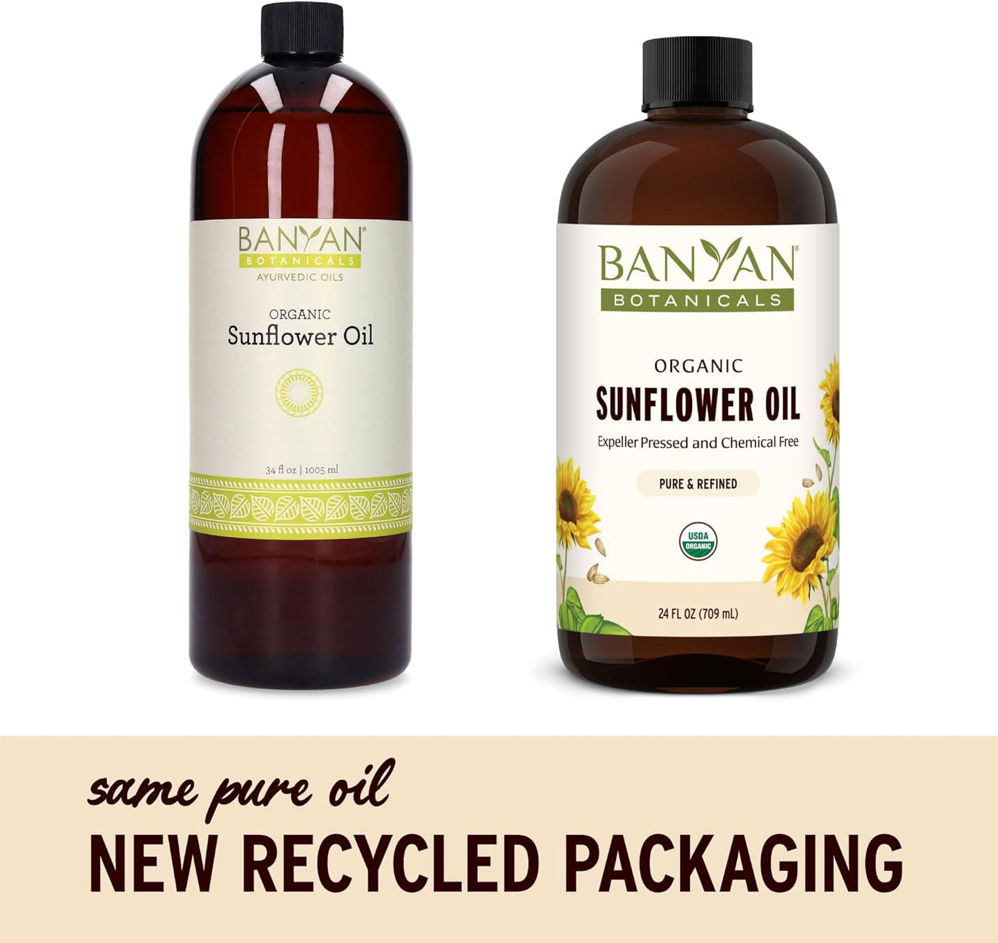 Banyan Botanicals Sunflower Oil – Pure & Organic Sunflower Seed Oil for Skin, Body, Hair & More – Multiple Sizes – 24 oz – Expeller Pressed Non GMO Chemical Free