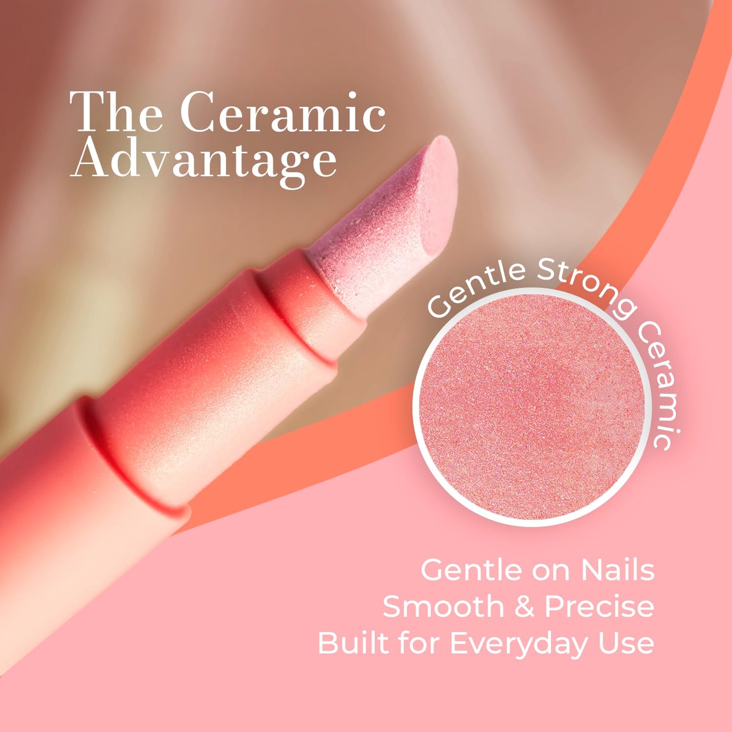 1PCS Ceramic Cuticle On/Off Oil Pusher Cuticle Pusher (Ivory)