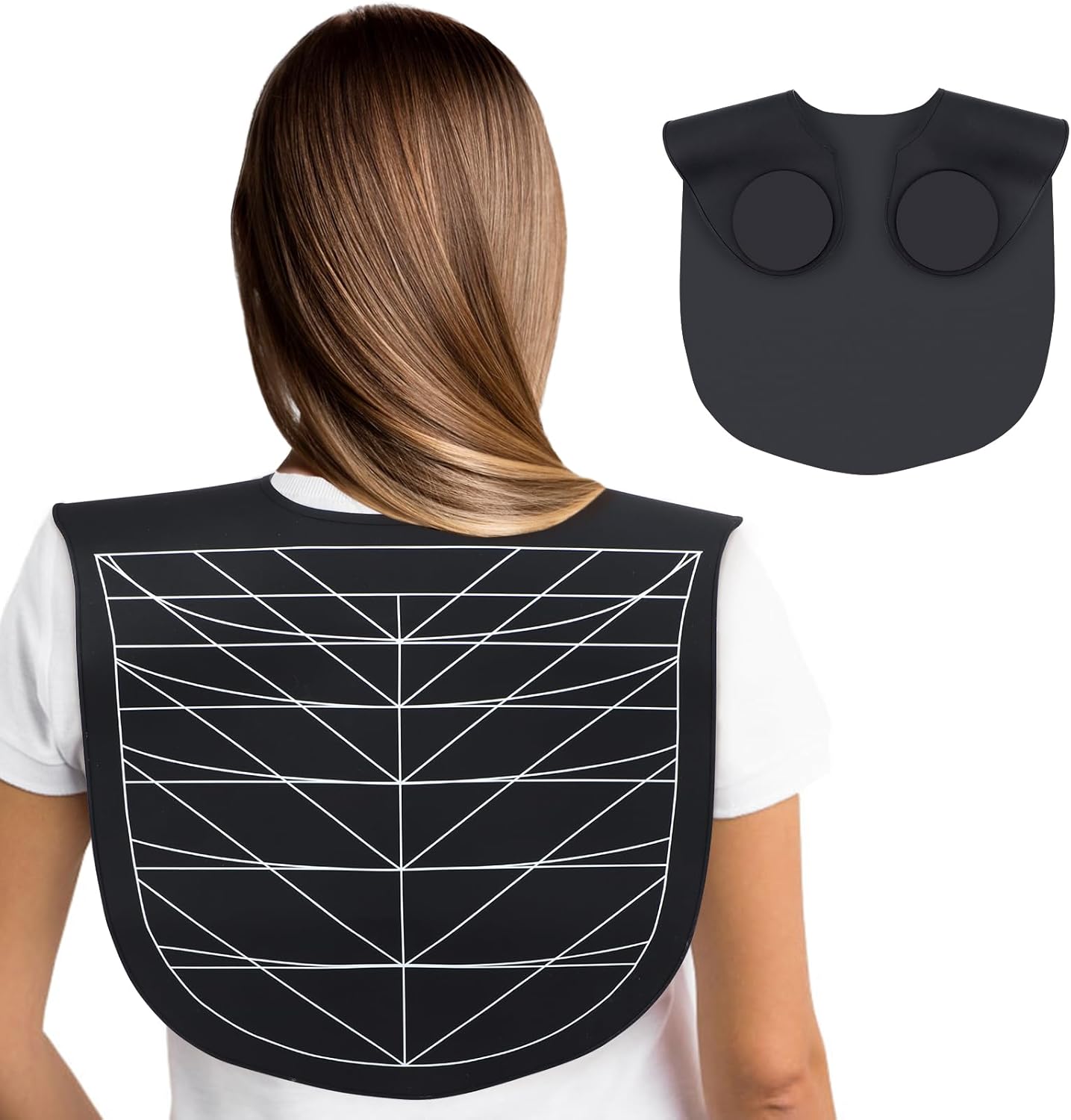 Segbeauty Hair Cutting Guide Mat Black, Longer Silicone Waterproof Cutting Mat, Professional Salon Hair Cutting Mat with Guidelines Weighted Neck Wrap for Hair Stylist