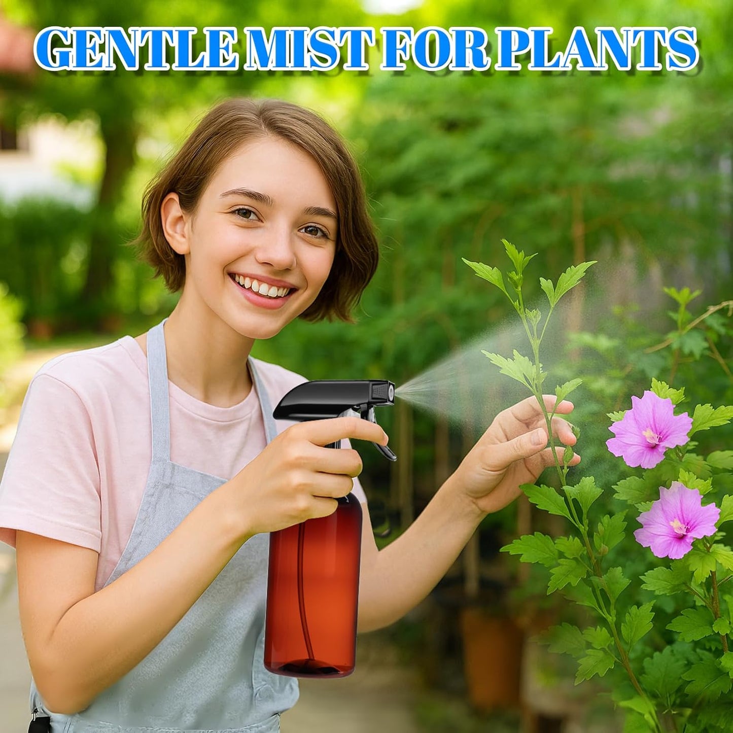 DIYSELF Spray Bottle for Cleaning Plastic Spray Bottles 16 oz 500ml Squirt Bottles for Liquids Amber Clear Spray Bottles for Cleaning Empty Plastic Spray Bottle for Home and Garden (2 Pack)