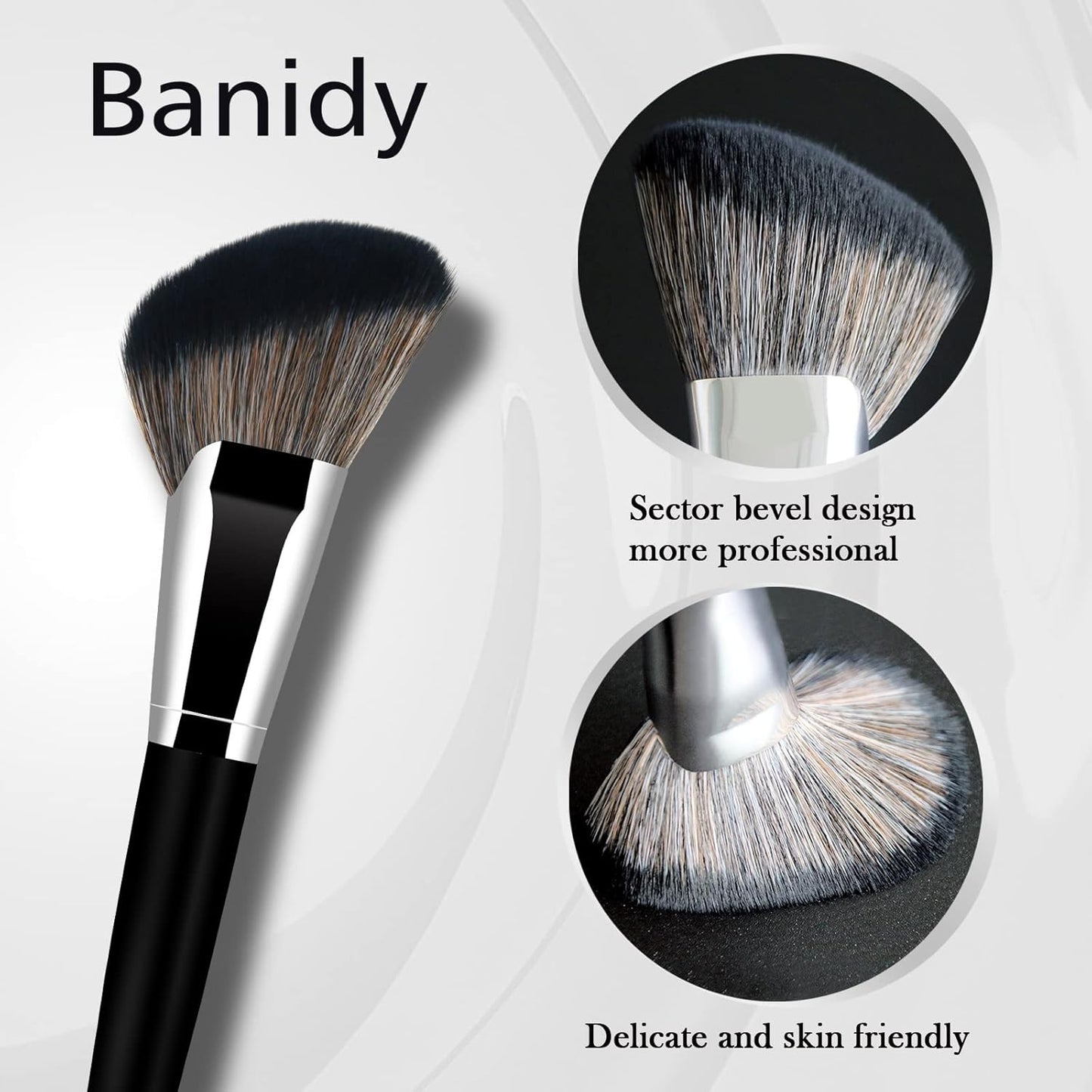 Foundation Brush Triangle Powder Brush Banidy Angled Makeup Brush Fan Contour Brush Professional Blush Brush Bronzer Brush for Liquid,Cream Mineral,Powder
