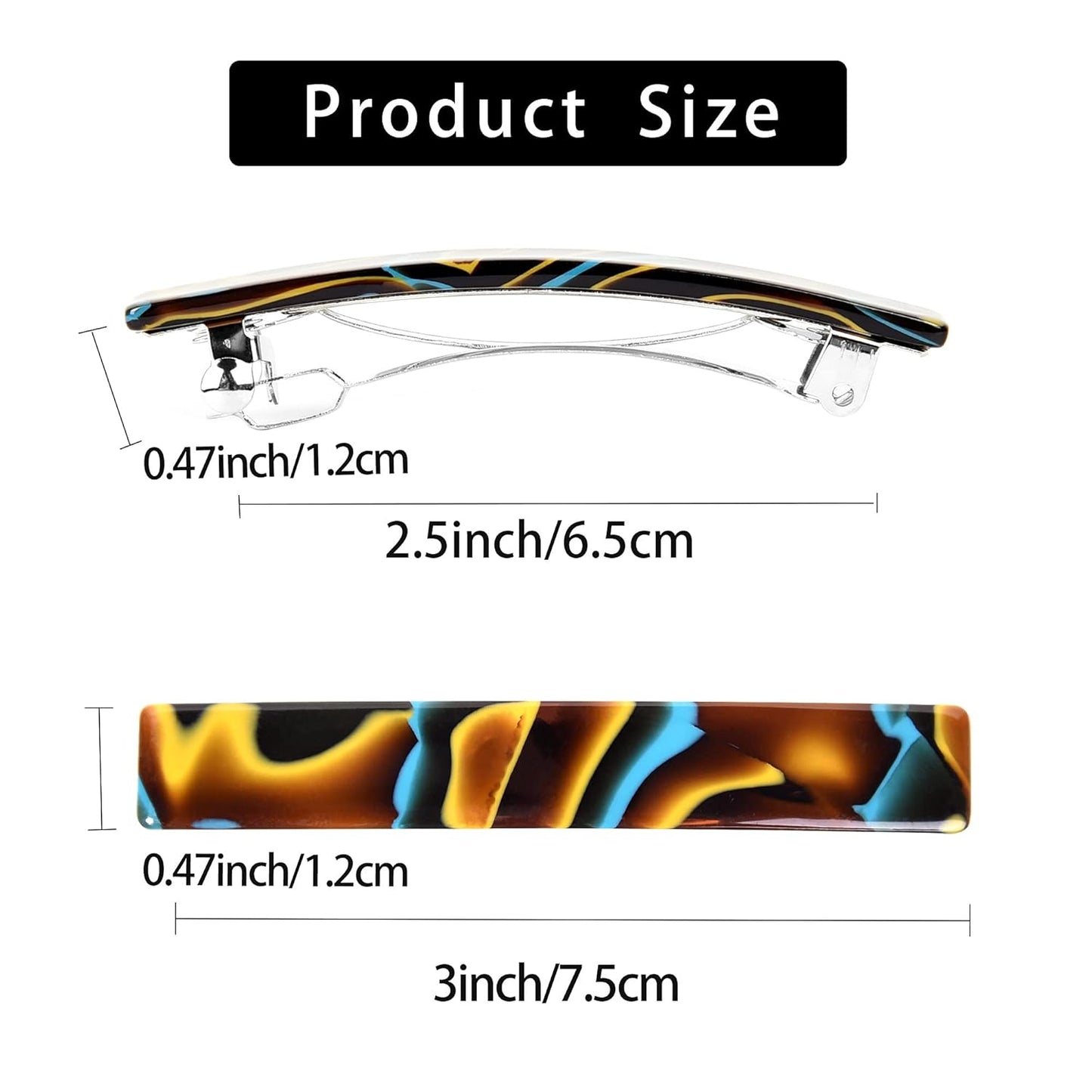 Fsmiling Hair Barrettes for Women French Hair Barrette Clip Small Acetate Hair Clips Barrette No Slip Hair Accessories 3-Pack