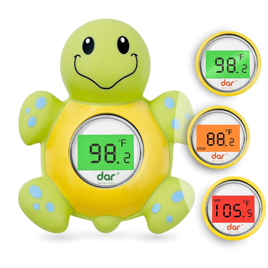 Baby Bath Thermometer with Timer, Safety Digital Water Temperature Thermometer with 3 Color Backlit and Temperature Warning, Bath Tube Floating Toy for Infant, Toddler