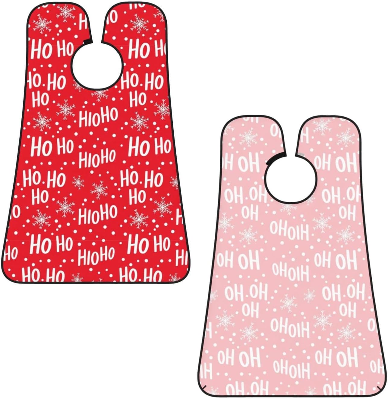 Stretchable Beard Cape, Non-Stick Hair Catcher for Trimming, Waterproof Grooming Apron, Santa Claus Laugh Snowflake Christmas Red