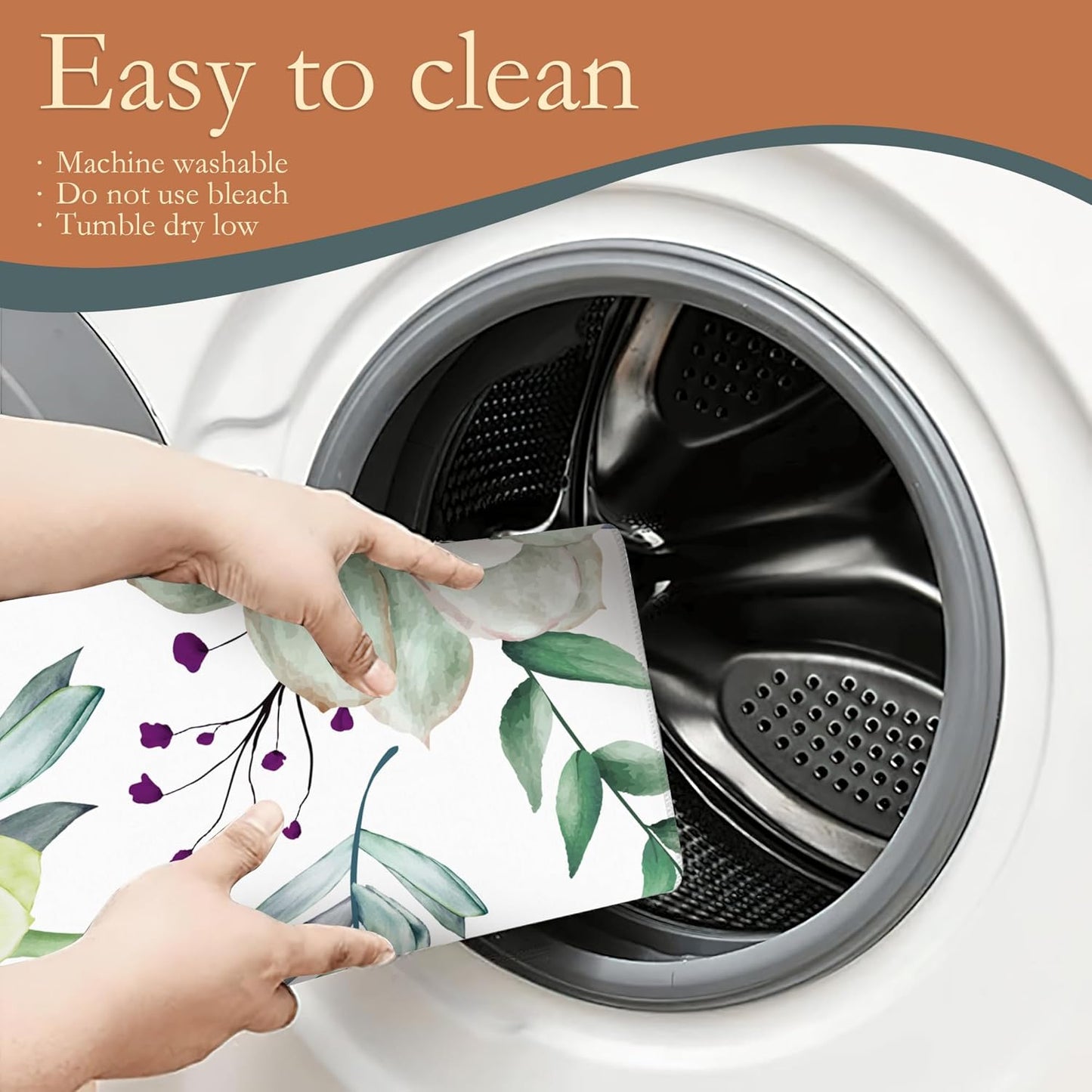 Succulent Flower Dish Drying Mat,Watercolor Plant Drying Rack Pad Countertop Dishes Ultra Absorbent Microfiber Kitchen Counter Mat for Coffee Countertop Decor 18x24 Inch