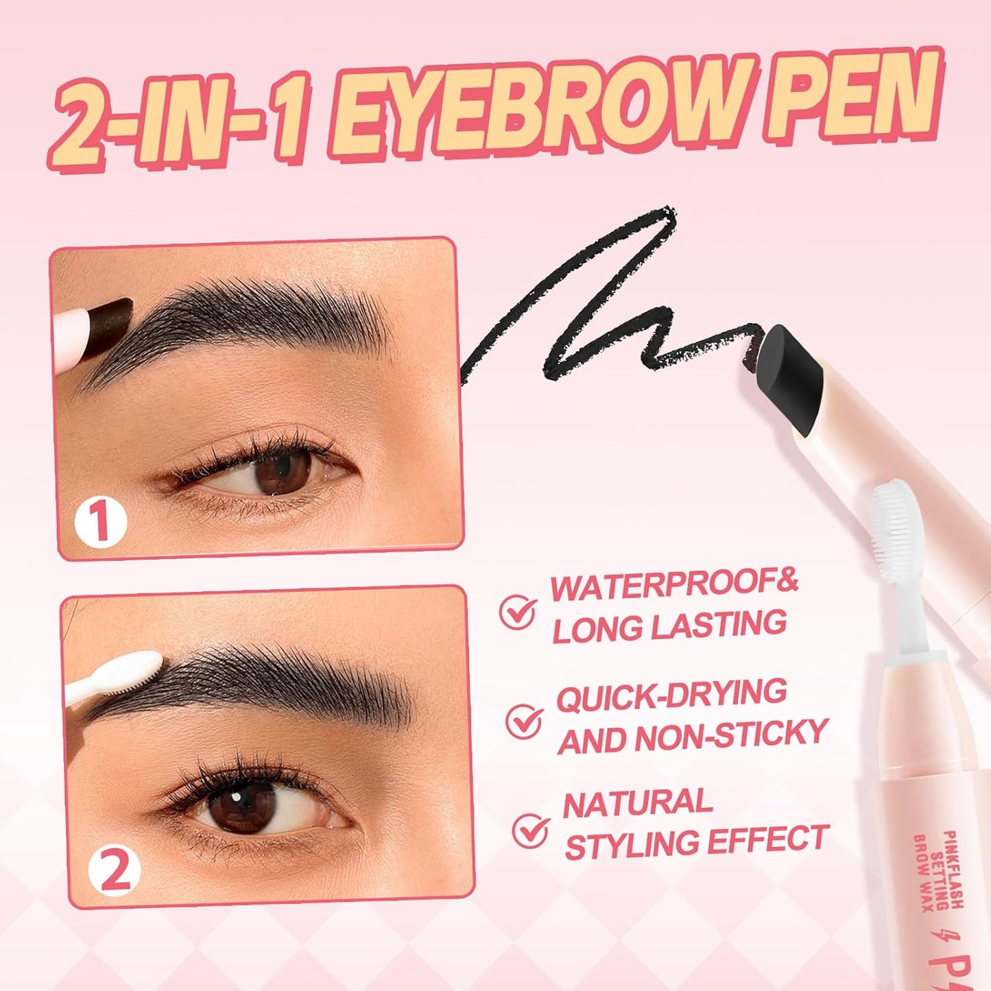 Boobeen Brow Wax, Waterproof Eyebrow Wax Styling Pencil, Eyebrow Gel,Shaping with Slanted Tip Application, Long-Lasting Hold