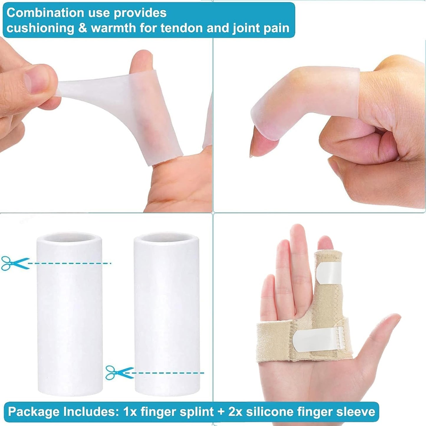 Sumifun Finger Brace, Trigger Finger Splint for Index Middle Ring Pinky Finger Arthritis Pain, Tendon Injury, Broken Mallet Finger Stabilizer Supports for Dislocated Knuckle Immobilizer Wrap,Khaki