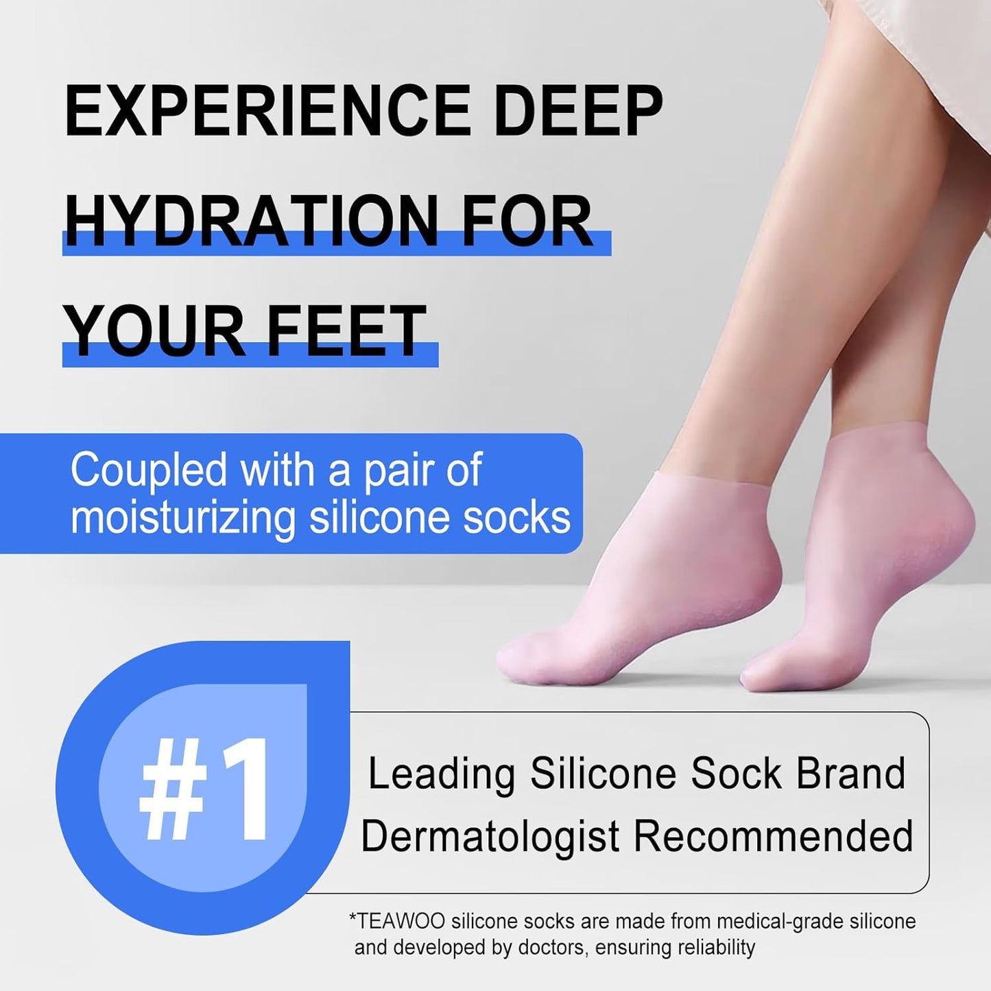 Ultra-Hydrating Foot Cream for Dry Cracked Heels and Feet, Pair with Silicone Socks for Cracked Heel Treatment, Silicone Socks Included (Urea Conc. 40.67%, 5.29 OZ/150g)