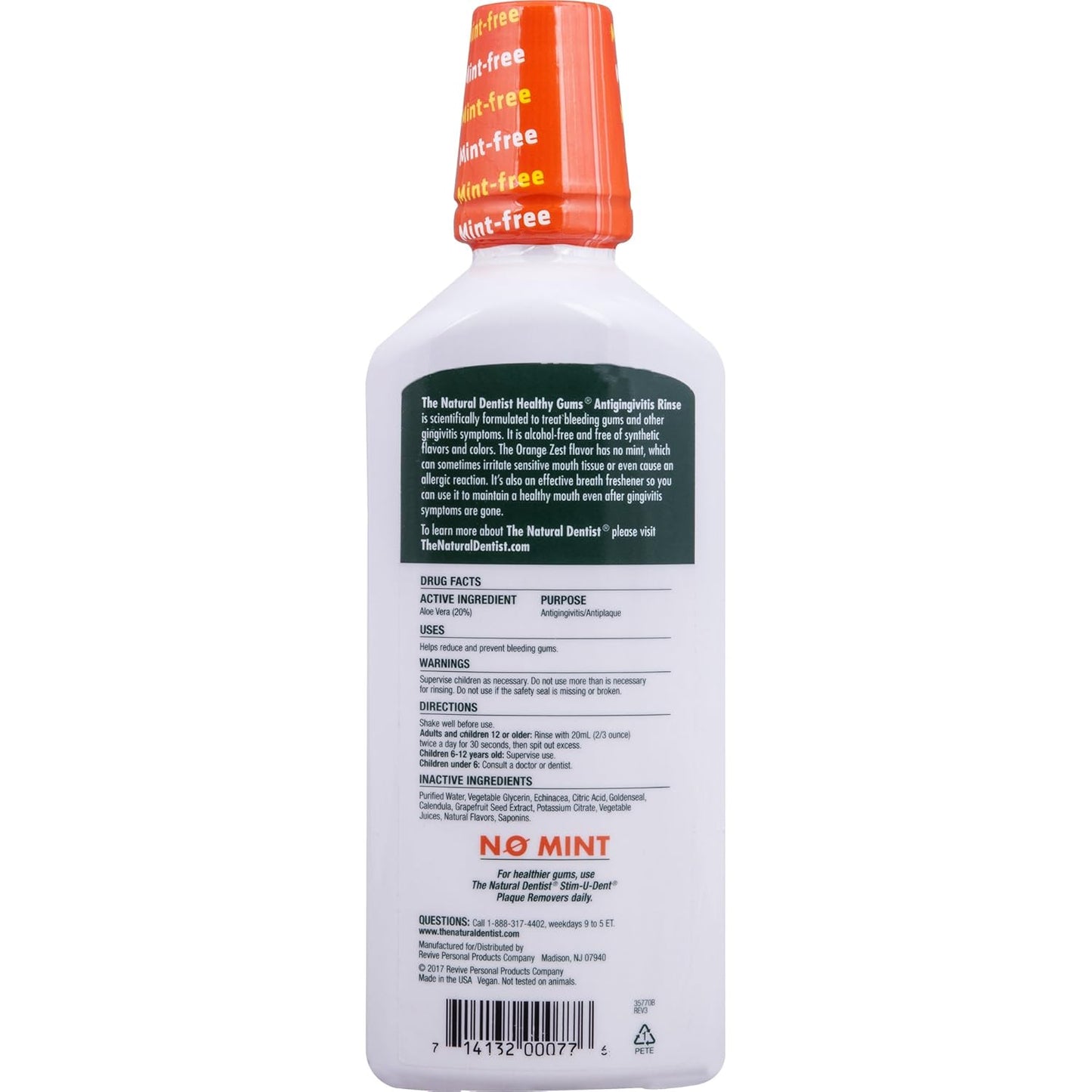 The Natural Dentist Healthy Gums Antigingivitis/Antiplaque Rinse and Orange Zest Flavor Mouthwash Bundle, 16.9 oz Bottles (2 pk)