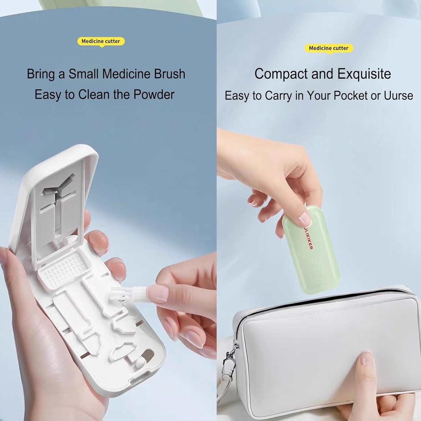 Precision Pill Cutter with Centering Guide - Multi-Angle Tablet Splitter for 1/2, 1/3 & 1/4 Cuts, Includes Pill Crusher & Storage Compartment (Pink)