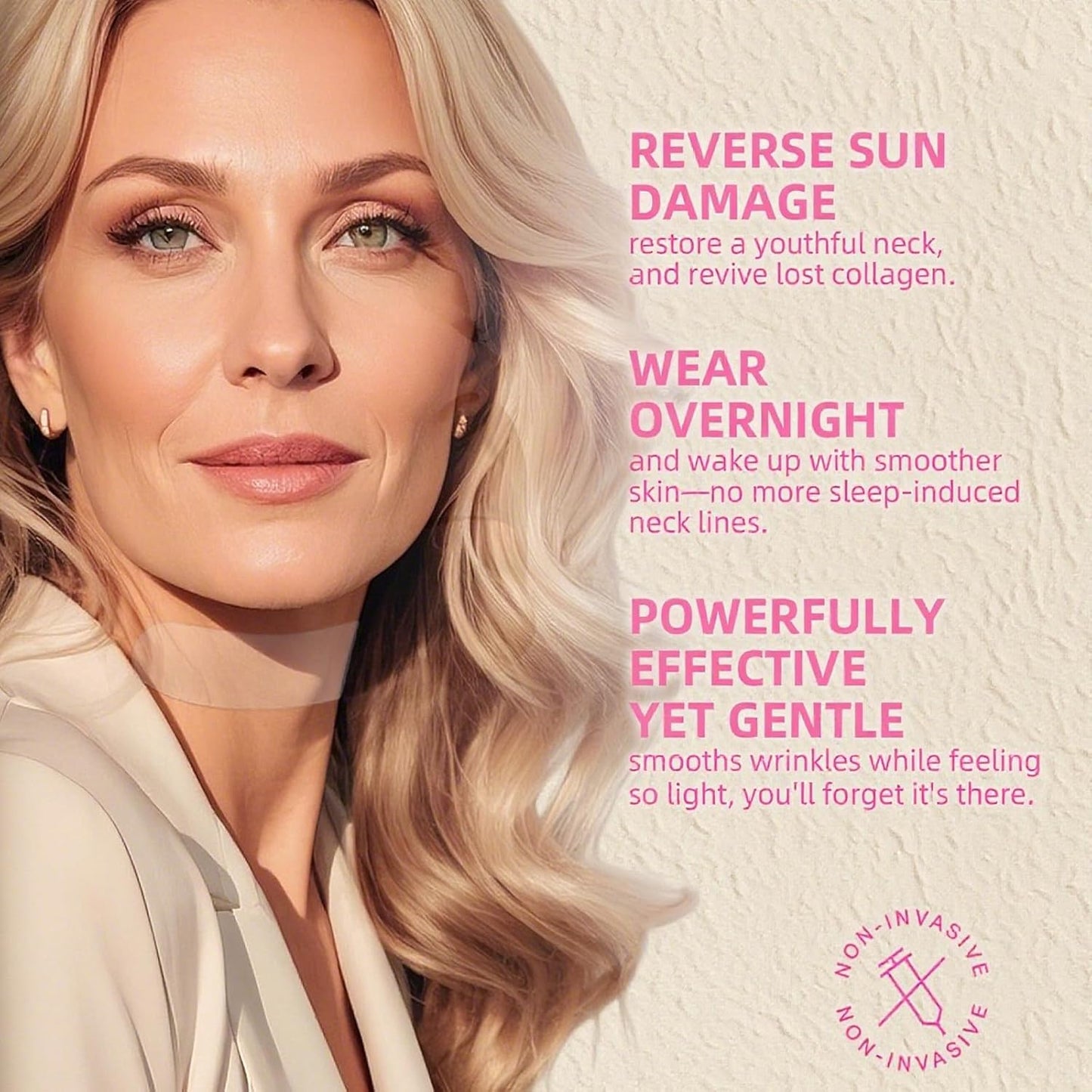 HUAFA 3PCS Silicone Neck Wrinkle Patches, Overnight Reusable Silicone Smoothing Pads, Reusable Anti-Aging Pads for Smoothing & Firming (1.5-Mo Supply)