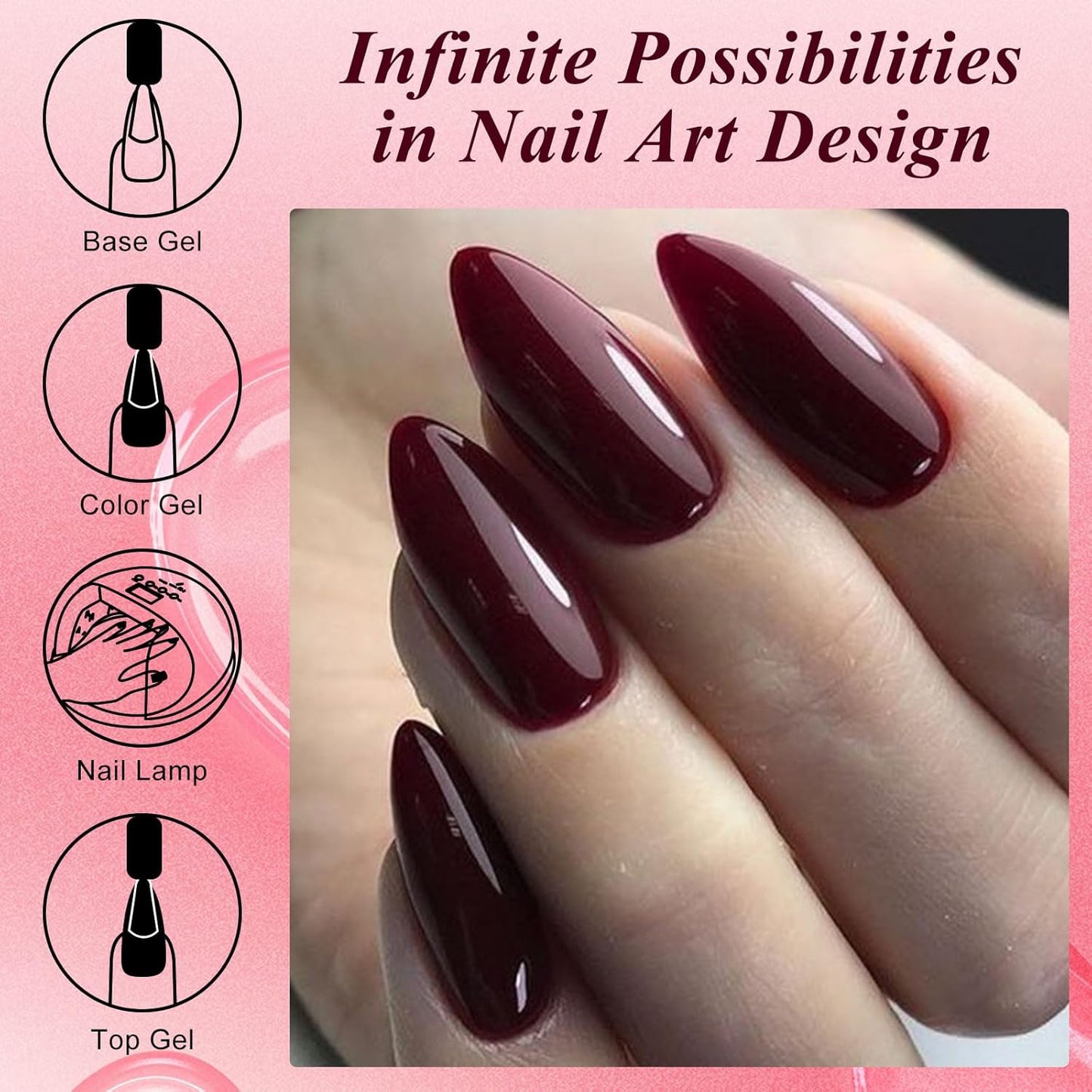 MEET ACROSS 9 Colors Gel Nail Polish + 3PCS Function Gel Nail Polish Kit,Fashion Nail Art Set Design Gifts for Women Manicure Salon (SET19, 12pcs)